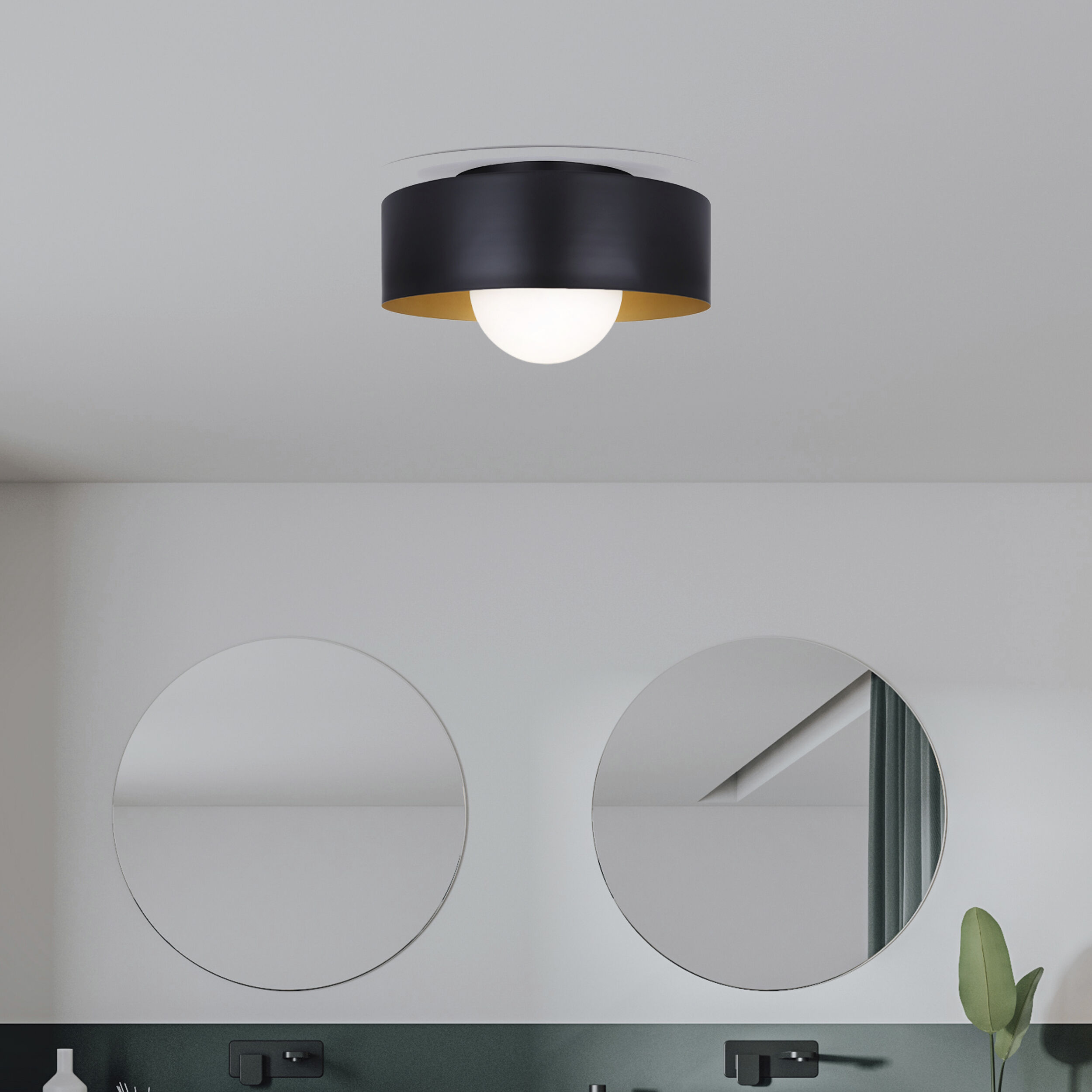 Daylon 1 Light 12.63 inch Black Flush Mount Ceiling Light