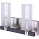 CEDAR 2 Light 14 inch Matte Black and Brushed Nickel Vanity Light Wall Light