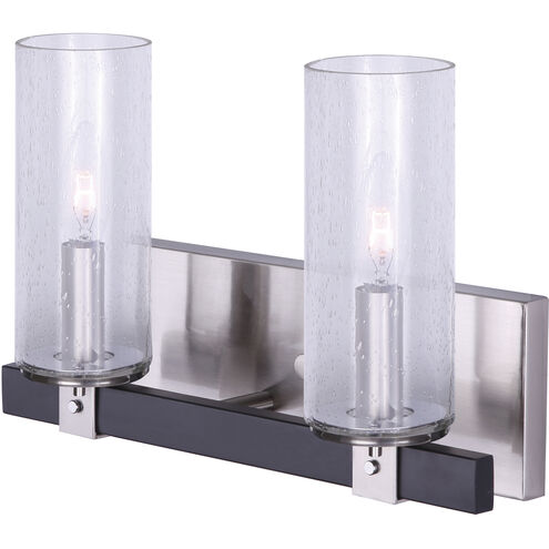CEDAR 2 Light 14 inch Matte Black and Brushed Nickel Vanity Light Wall Light