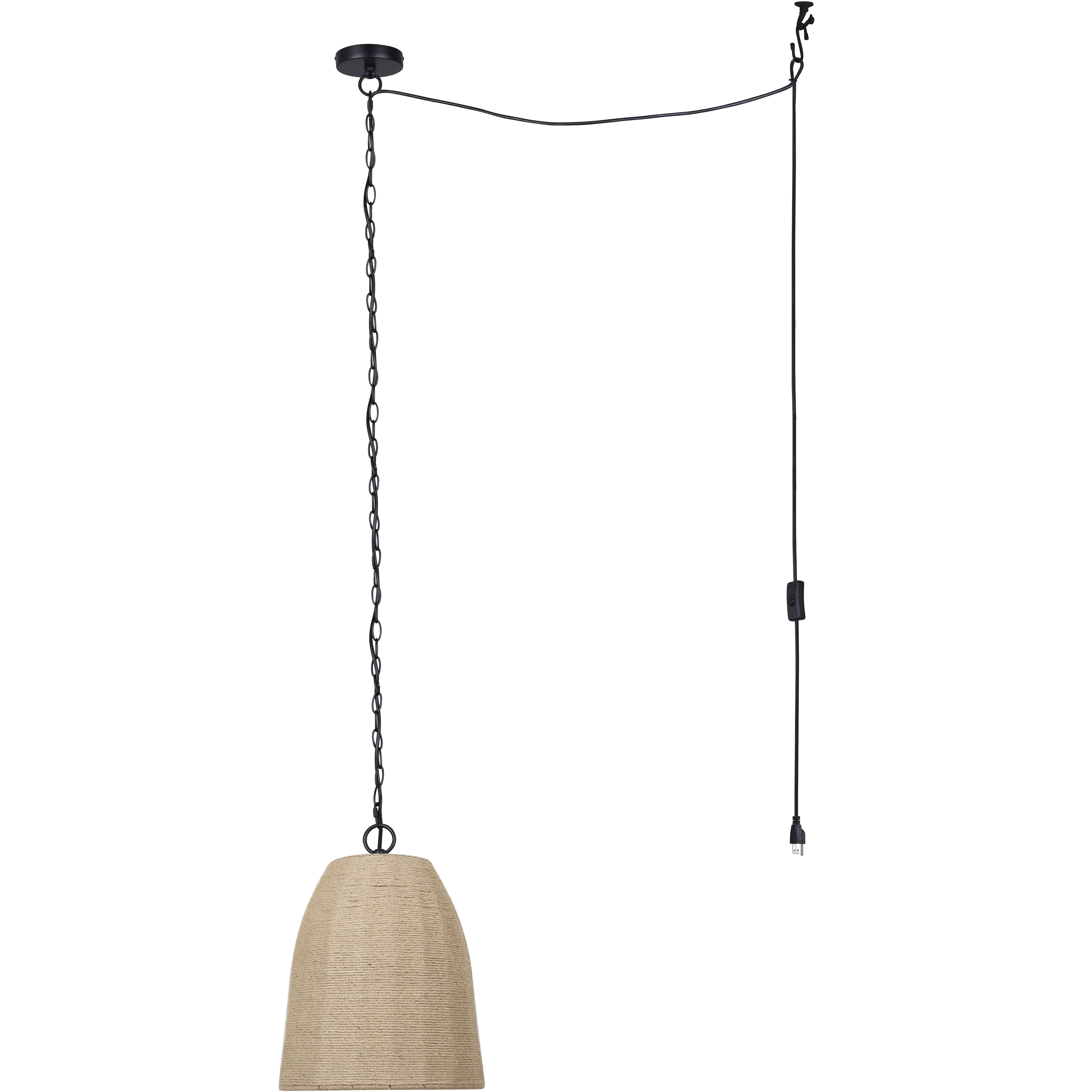 Malmo 1 Light 12 inch Matte Black and Rope Pendant Ceiling Light