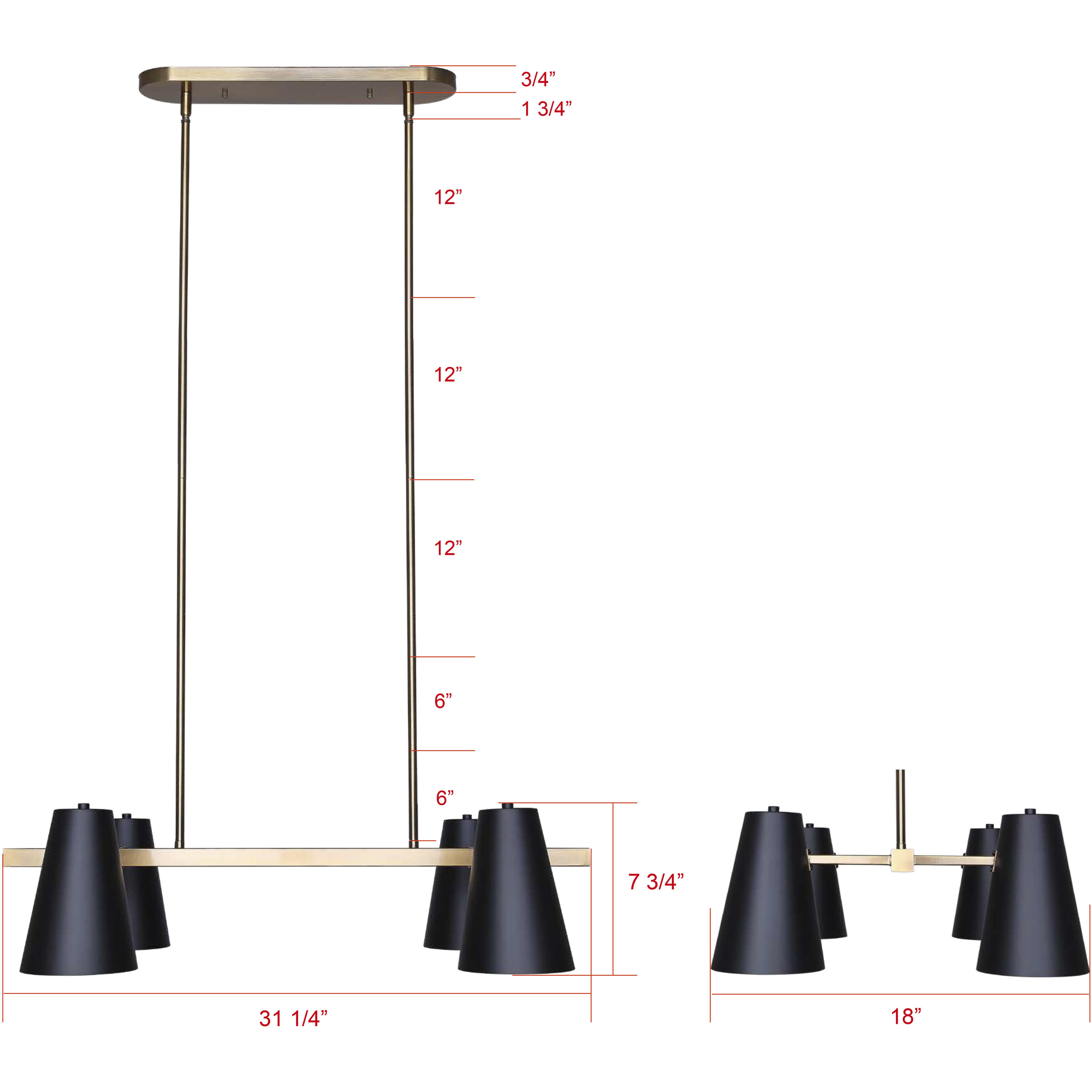 Harken 4 Light 18 inch Matte Black and Gold Pendant Ceiling Light