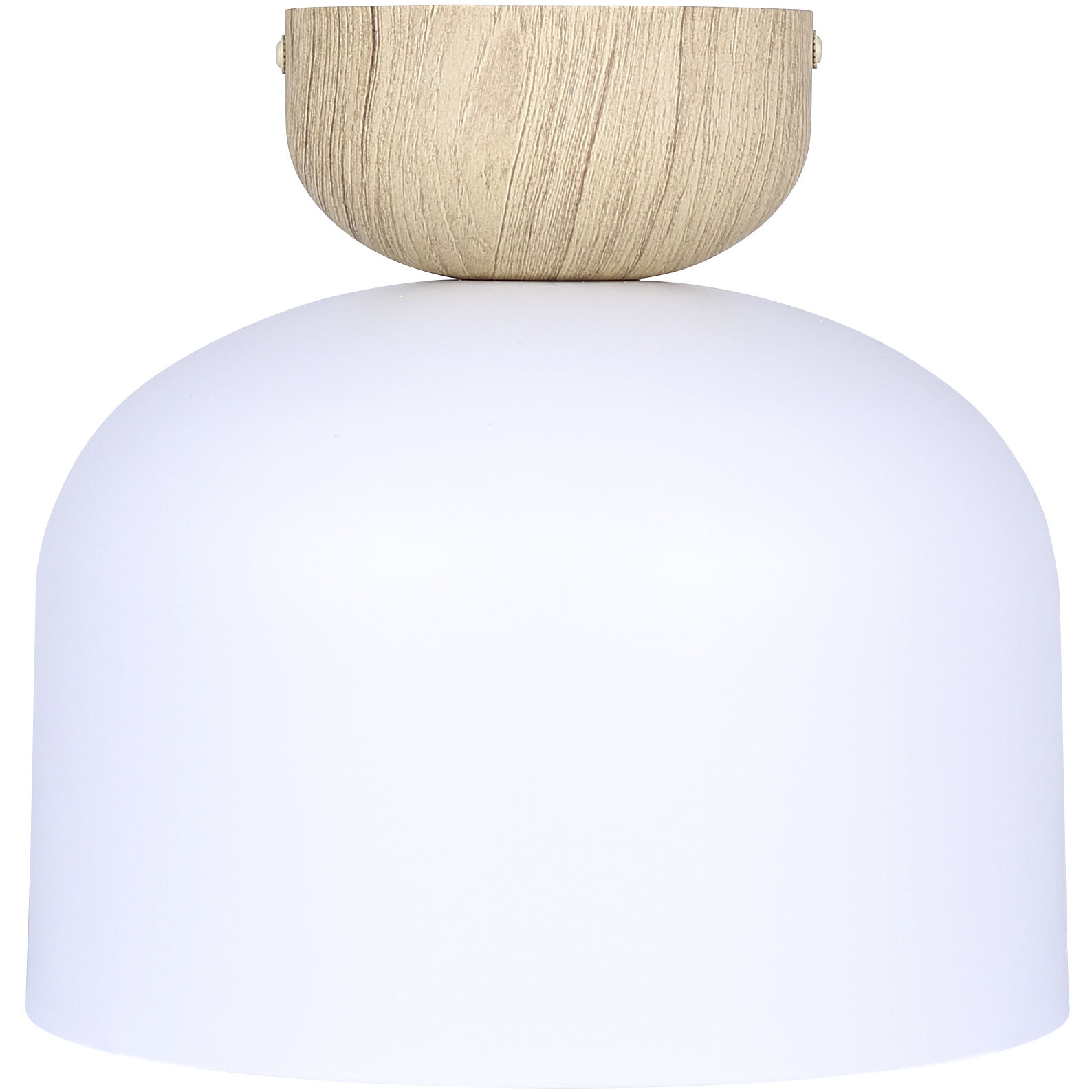 Caleb 1 Light 9 inch Matte White & Wood Flush Mount Ceiling Light