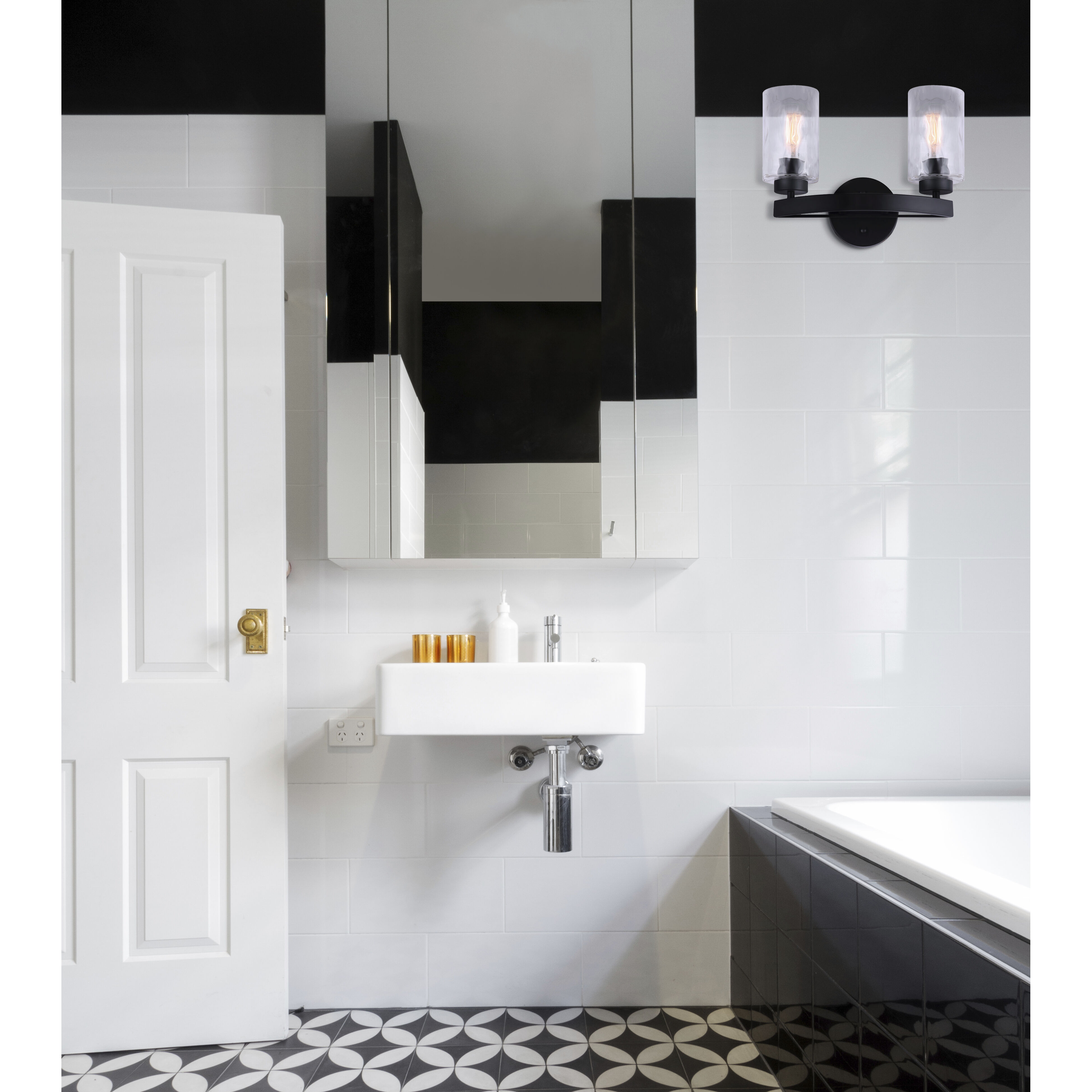 Madison 2 Light 14 inch Black Vanity Light Wall Light