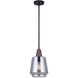 Dante 1 Light 7 inch Black/Faux Wood Pendant Ceiling Light