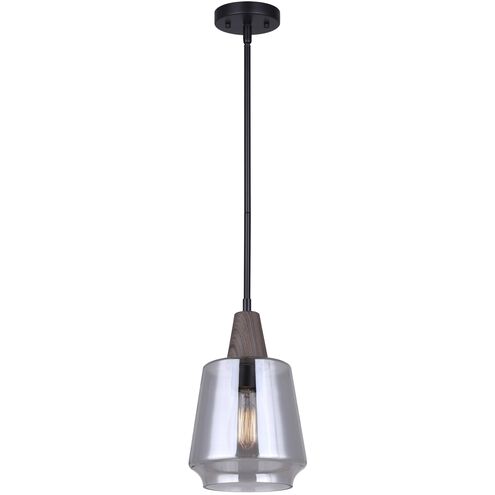 Dante 1 Light 7 inch Black/Faux Wood Pendant Ceiling Light