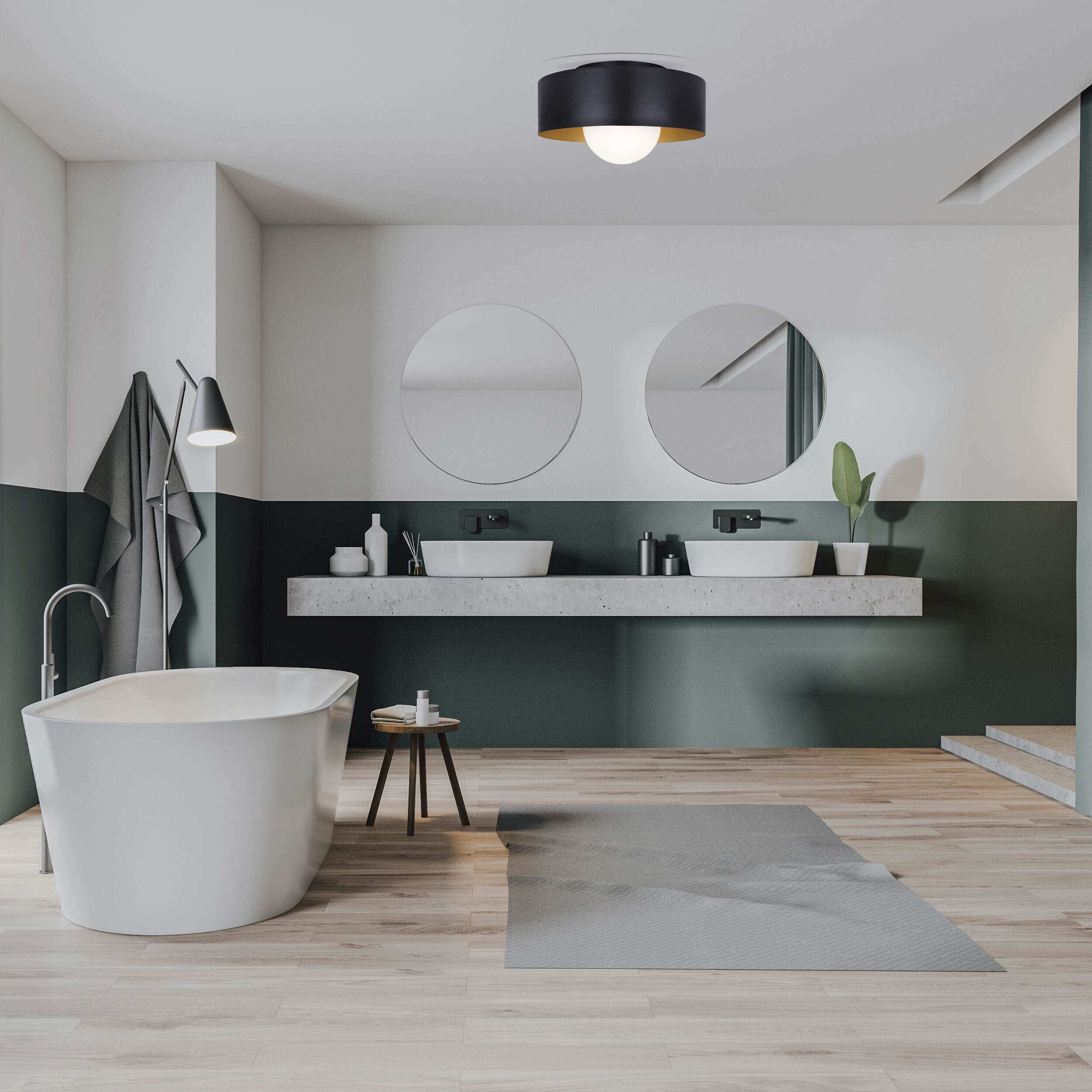 Daylon 1 Light 12.63 inch Black Flush Mount Ceiling Light