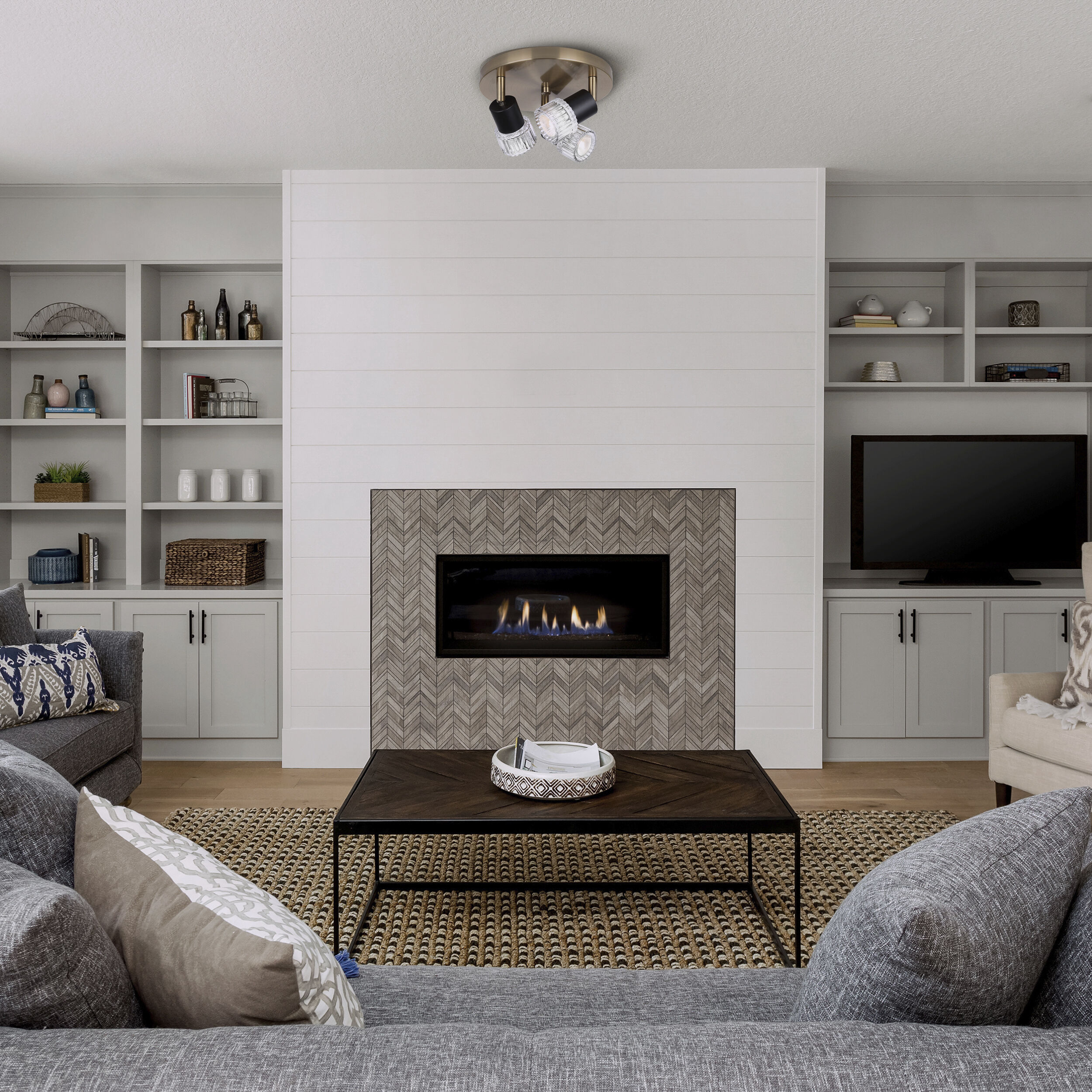 Elsee 3 Light Black/Gold Track Lighting Ceiling Light