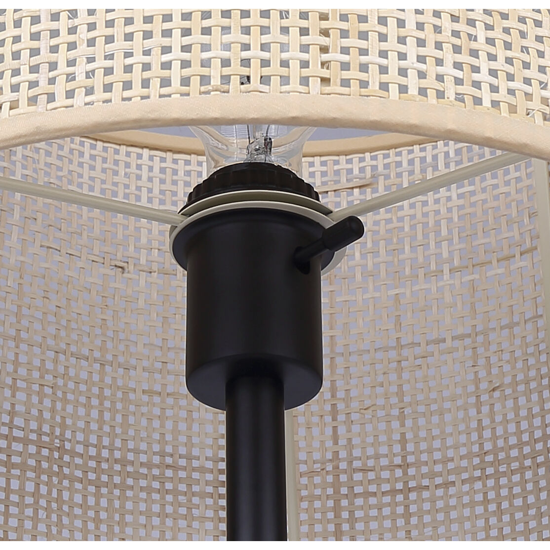 Bellamy 22 inch 100.00 watt Matte Black Table Lamp Portable Light in Natural Rattan