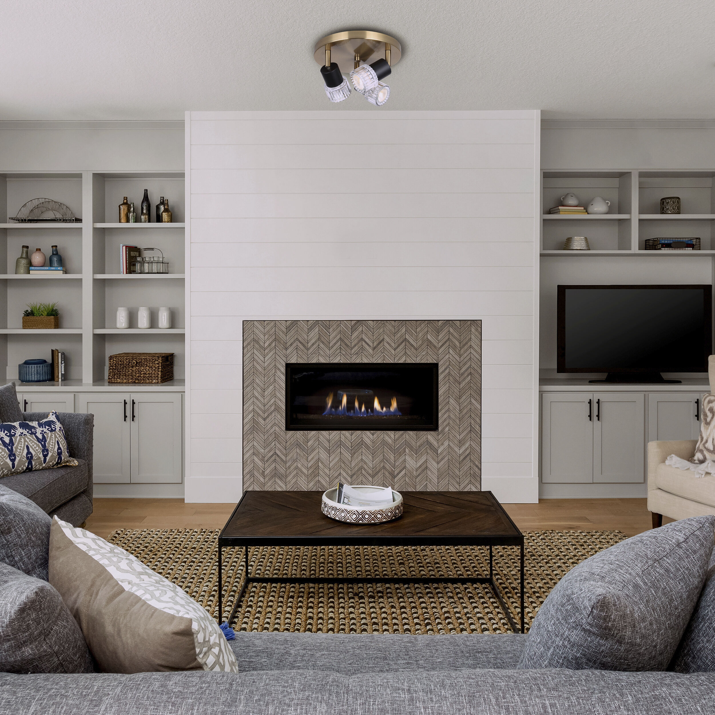 Elsee 3 Light Black/Gold Track Lighting Ceiling Light