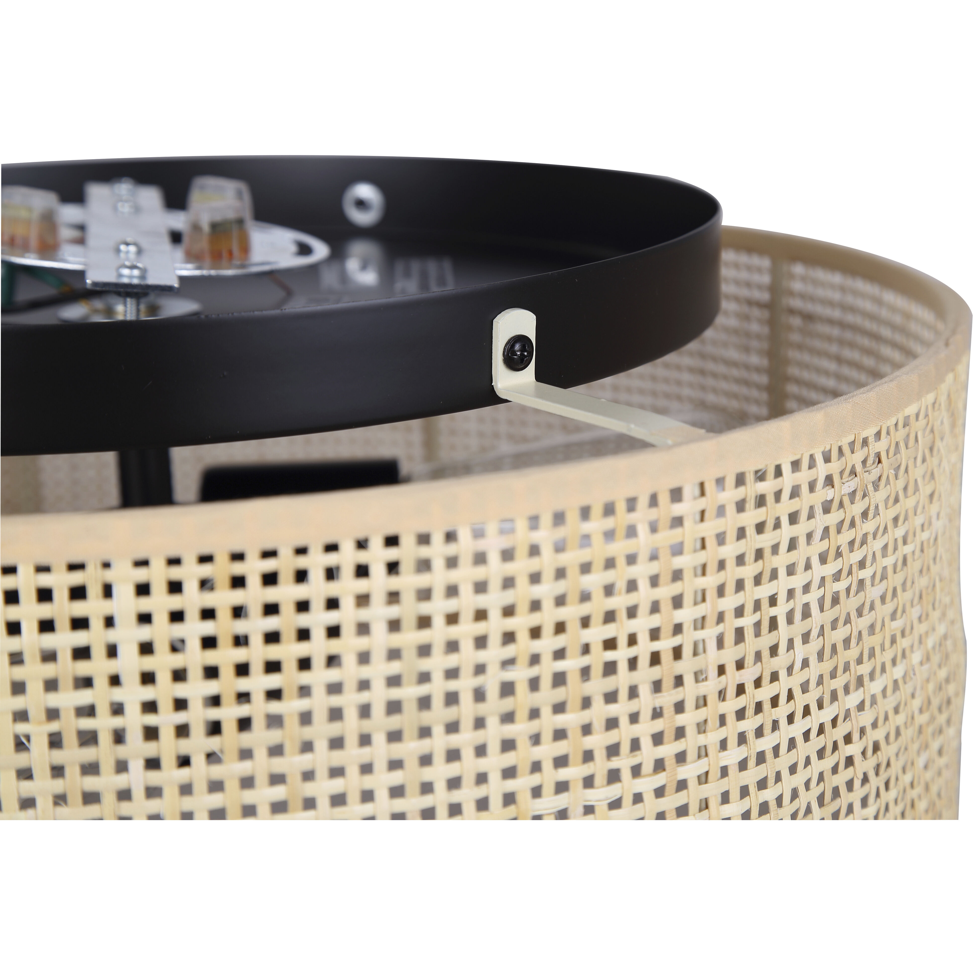 Bellamy 3 Light 16.25 inch Black Flush Mount Ceiling Light in Natural Rattan