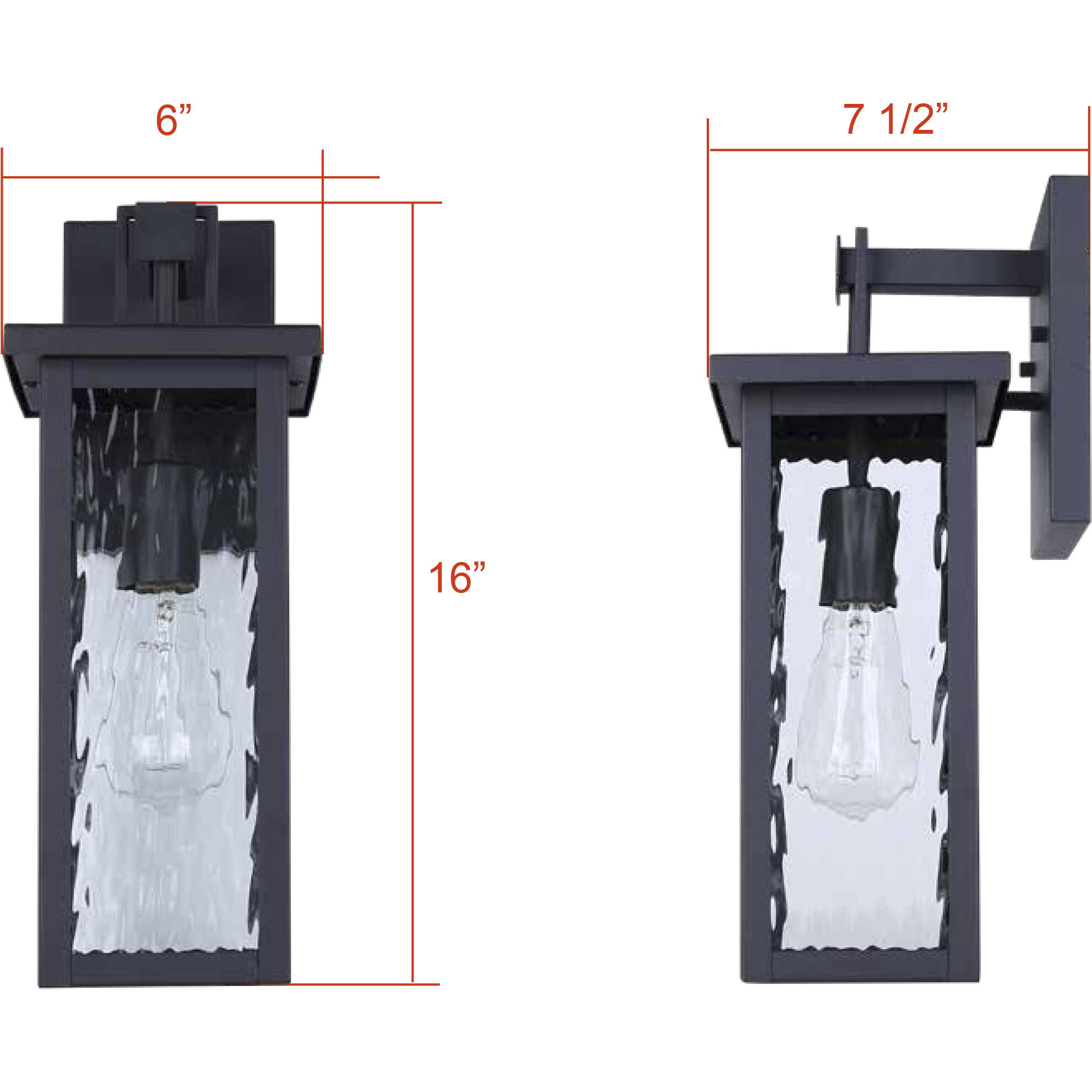 Shana 1 Light 16 inch Black Outdoor Wall Lantern