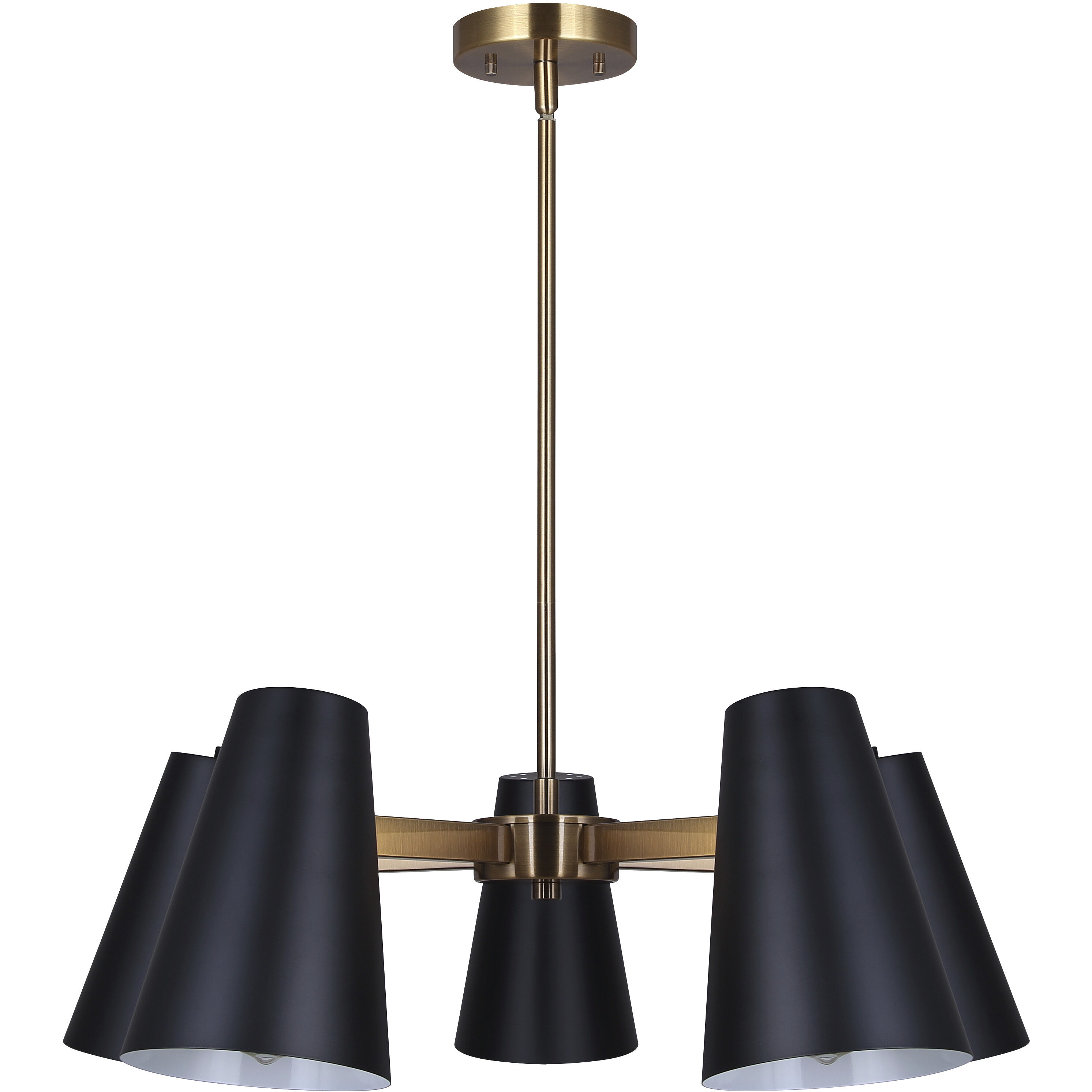 Harken 5 Light 26 inch Black/Gold Chandelier Ceiling Light