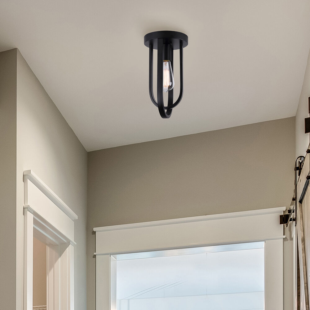 Dilan 1 Light 7 inch Matte Black Flush Mount Ceiling Light