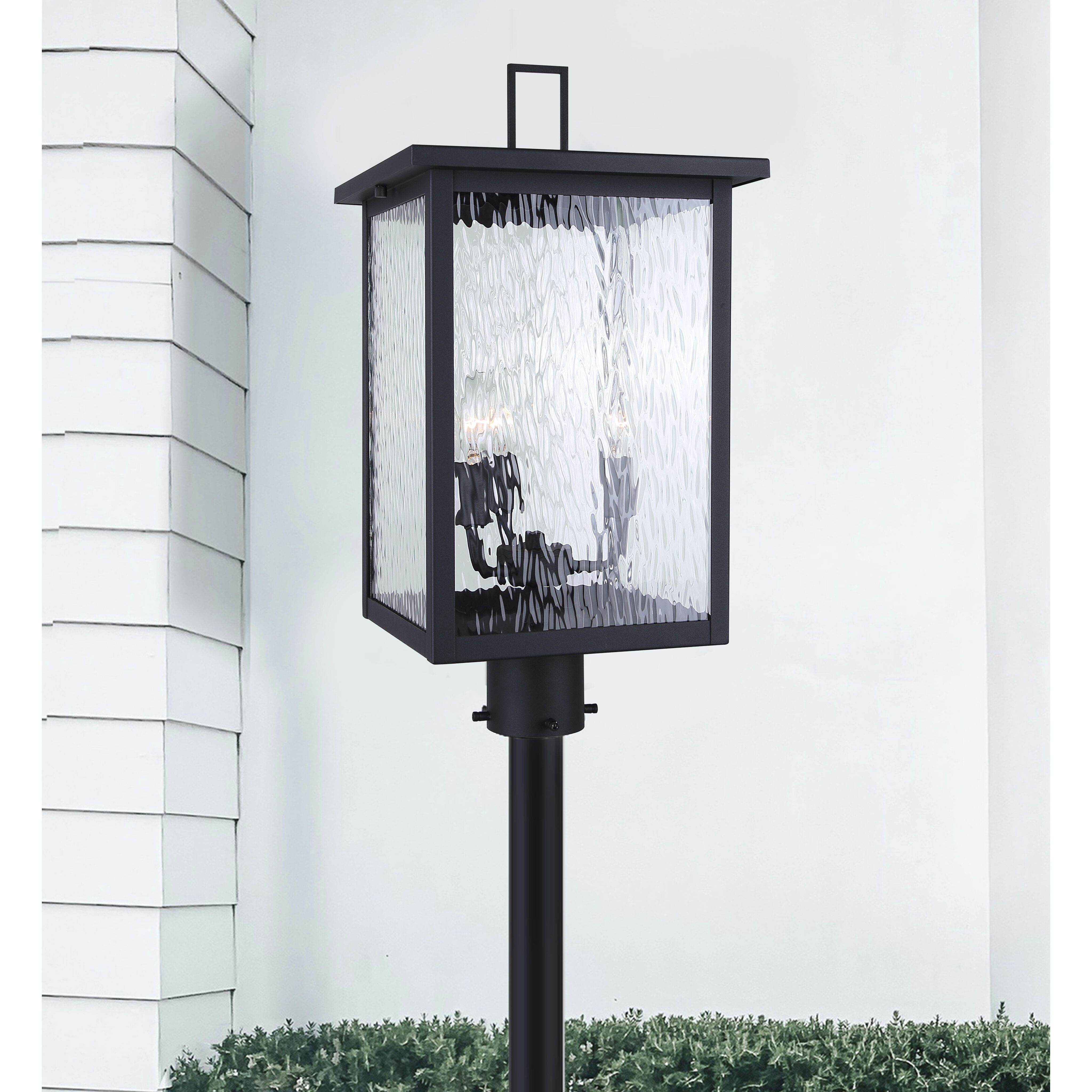 Shana 3 Light 22 inch Black Outdoor Post Lantern