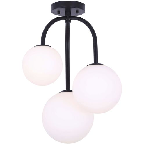 Gilla 3 Light 17 inch Black Semi-Flush Mount Ceiling Light