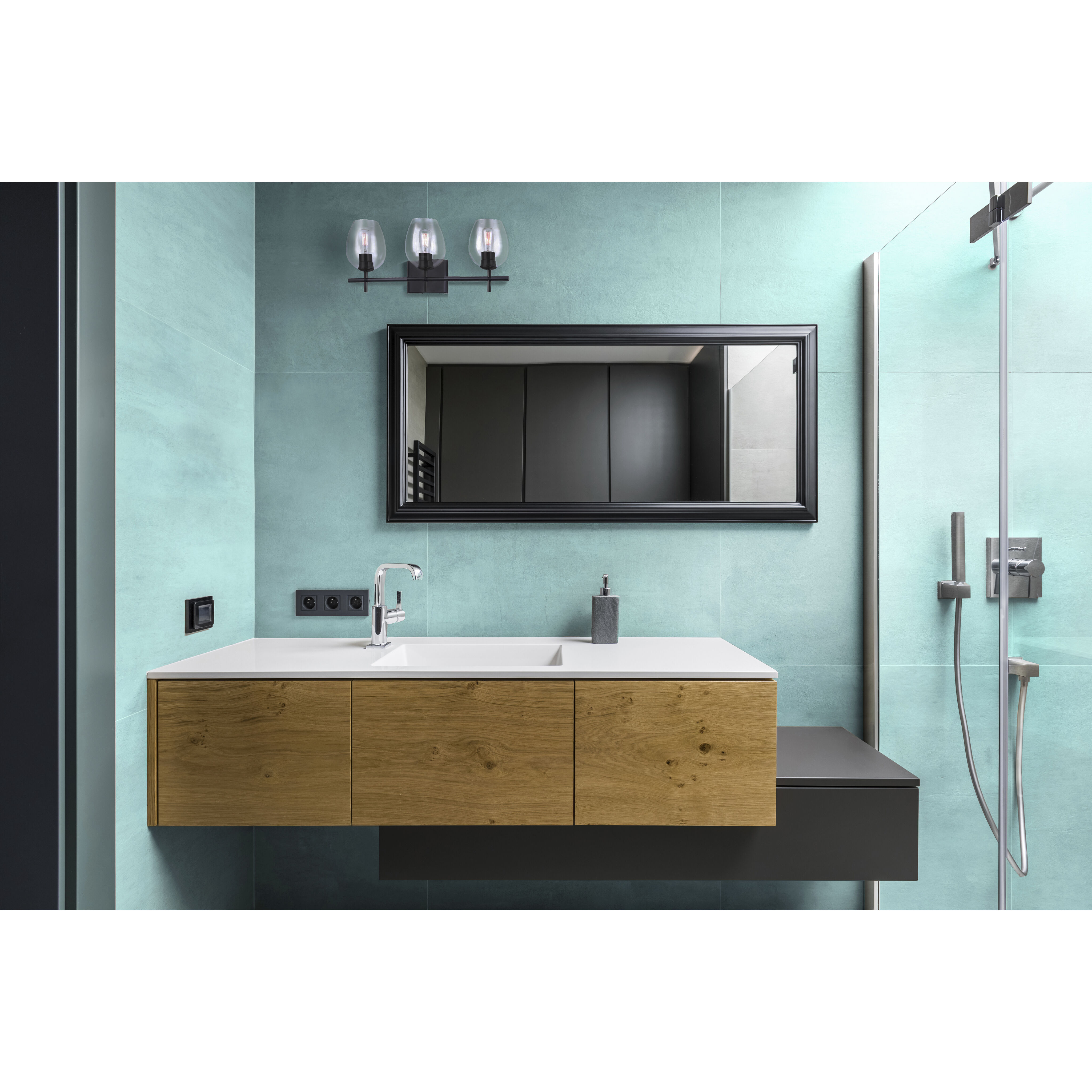 Madison 3 Light 25 inch Black Vanity Light Wall Light