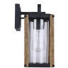 Aki 1 Light 12 inch Black and Wood Outdoor Wall Lantern