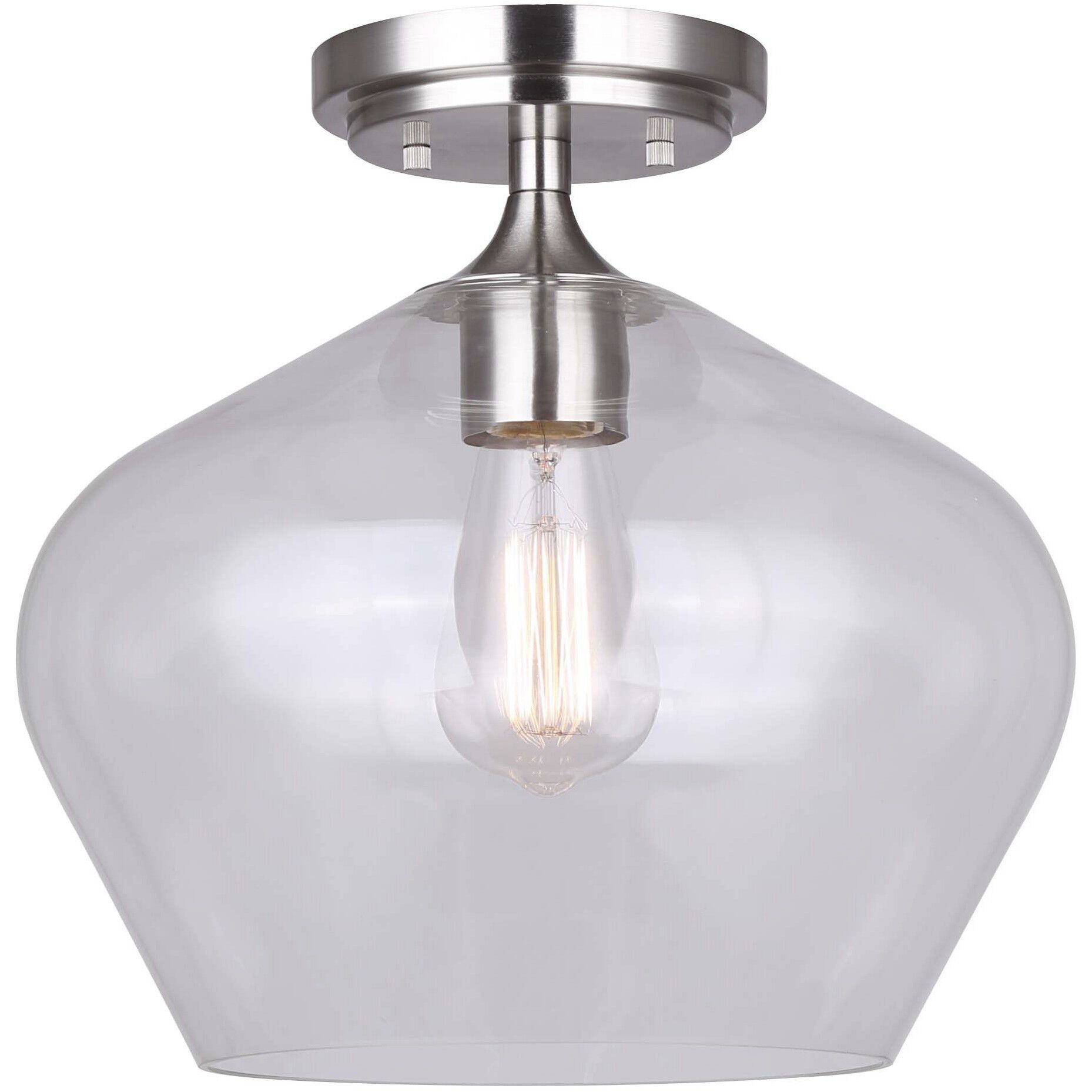 Conall 1 Light 12 inch Brushed Nickel Flush Mount Ceiling Light