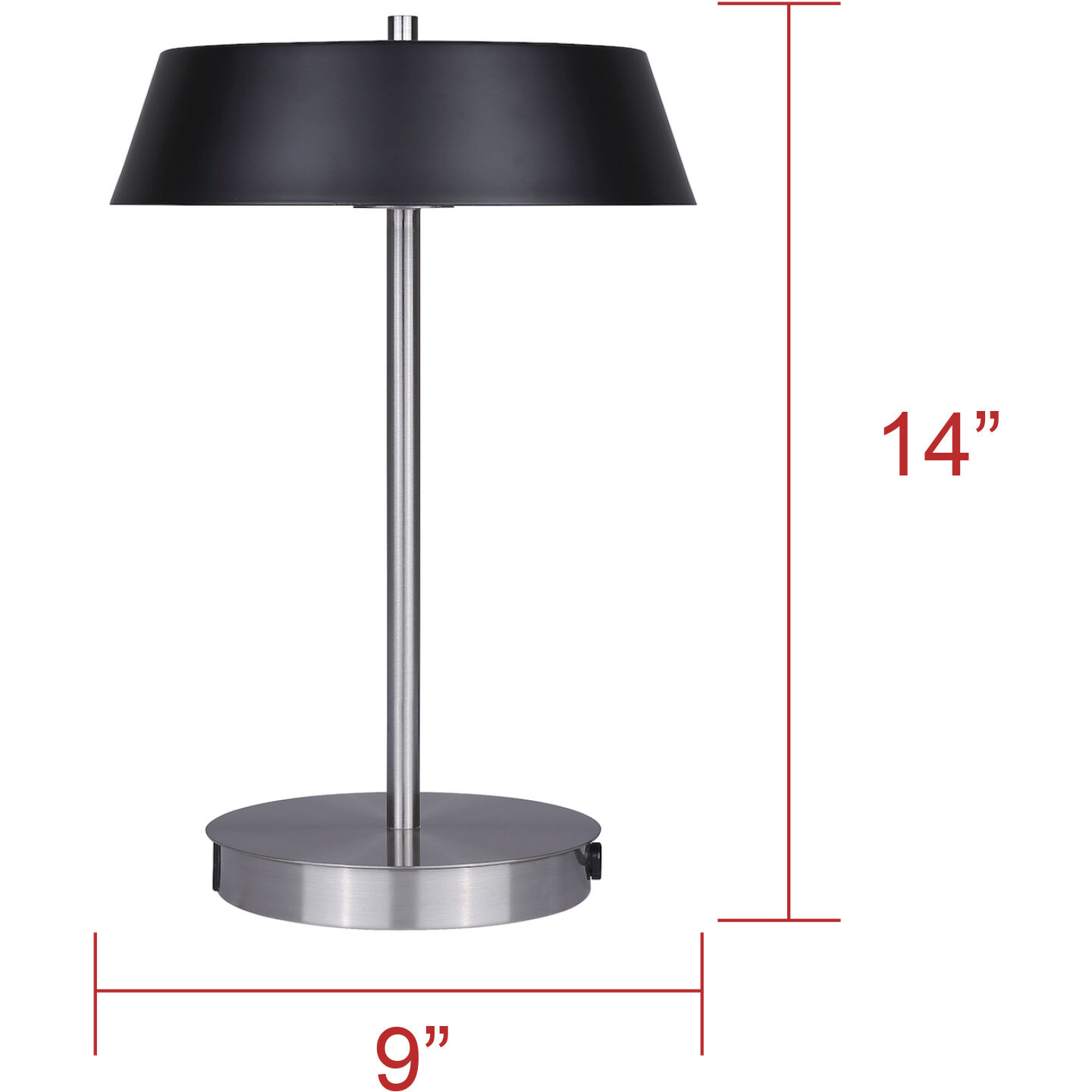 Jessa 14 inch 16.00 watt Brushed Nickel Table Lamp Portable Light in Matte Black Metal