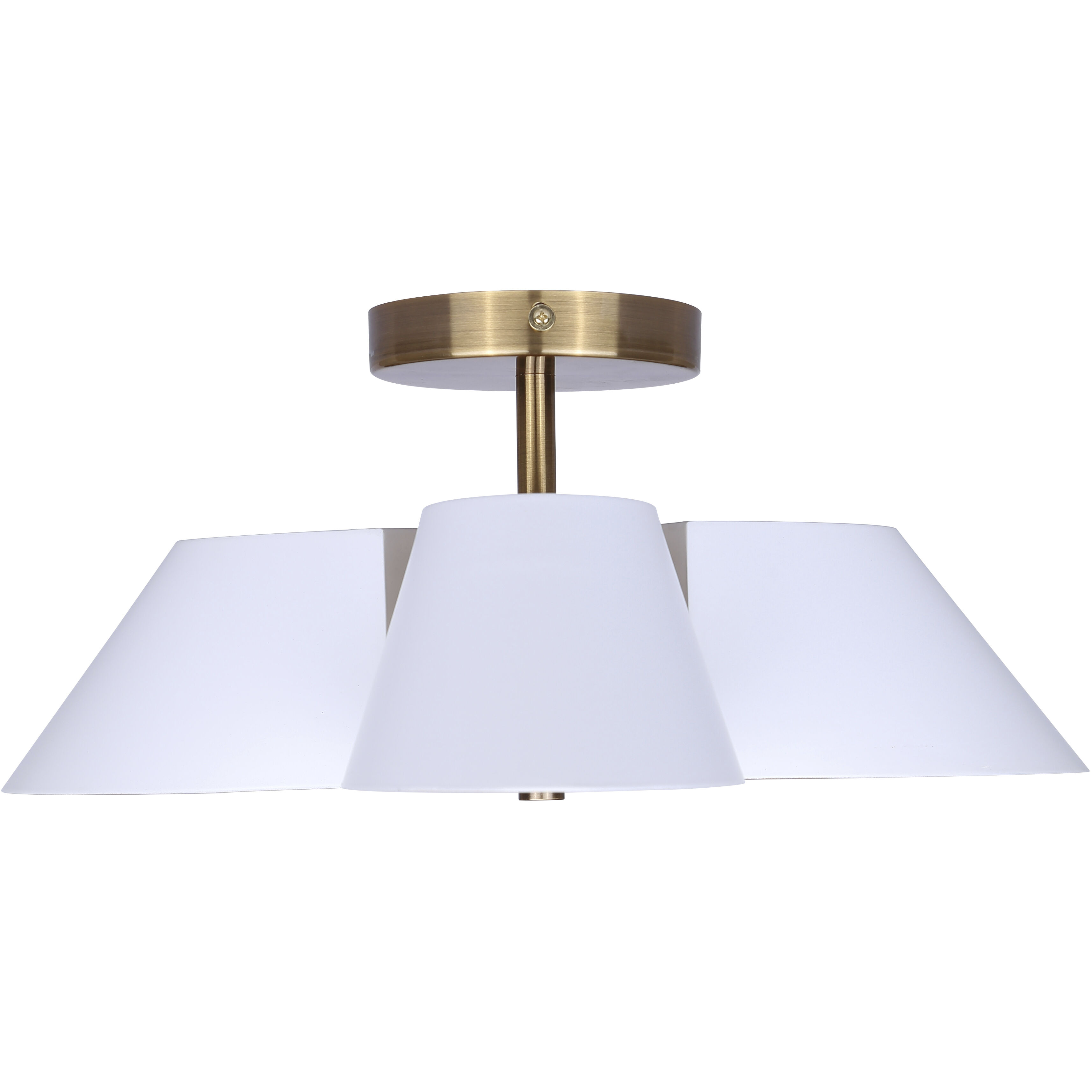 Daxton 3 Light 20 inch Matte White and Gold Semi-Flush Mount Ceiling Light