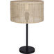 Bellamy 22 inch 100.00 watt Matte Black Table Lamp Portable Light in Natural Rattan