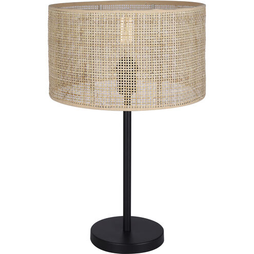 Bellamy 22 inch 100.00 watt Matte Black Table Lamp Portable Light in Natural Rattan