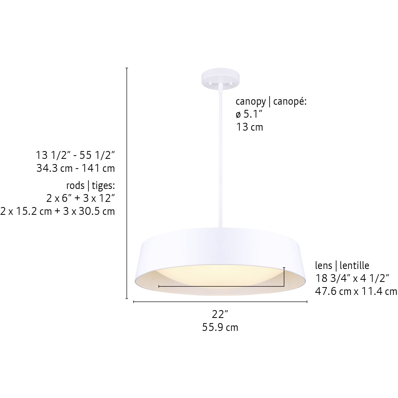 Adira LED 22 inch White Chandelier Ceiling Light