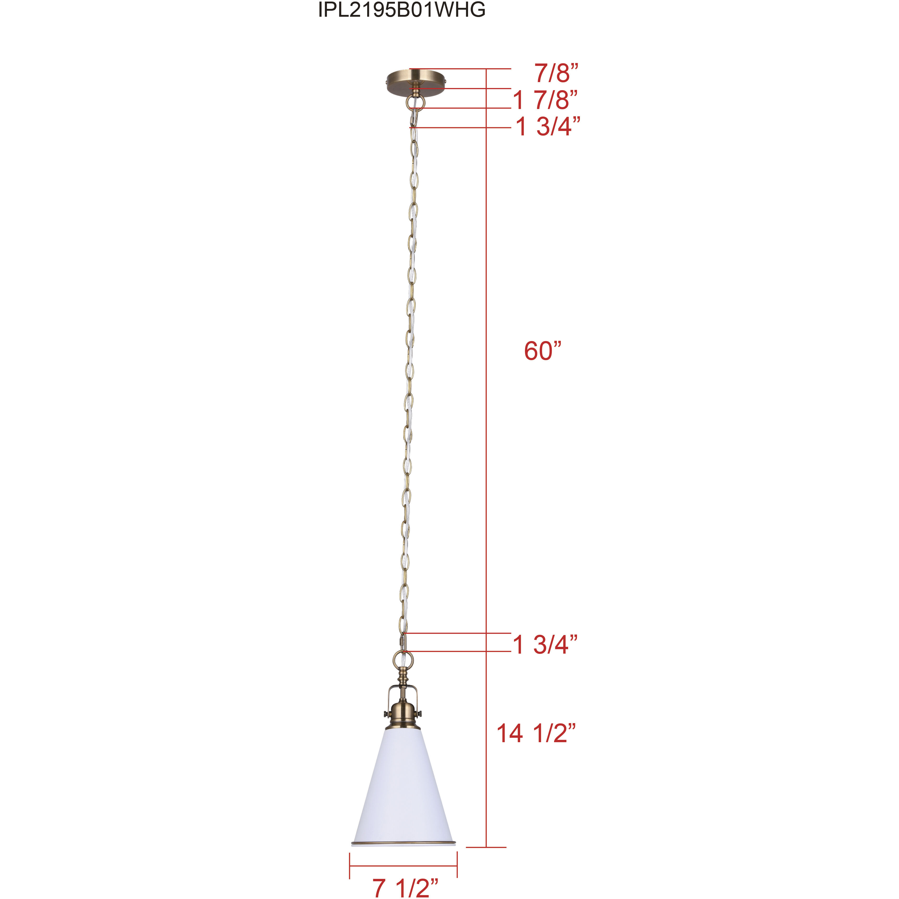 Ollie 1 Light 7.5 inch Matte White and Gold Pendant Ceiling Light