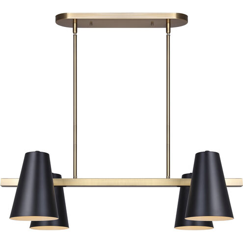 Harken 4 Light 18 inch Matte Black and Gold Pendant Ceiling Light