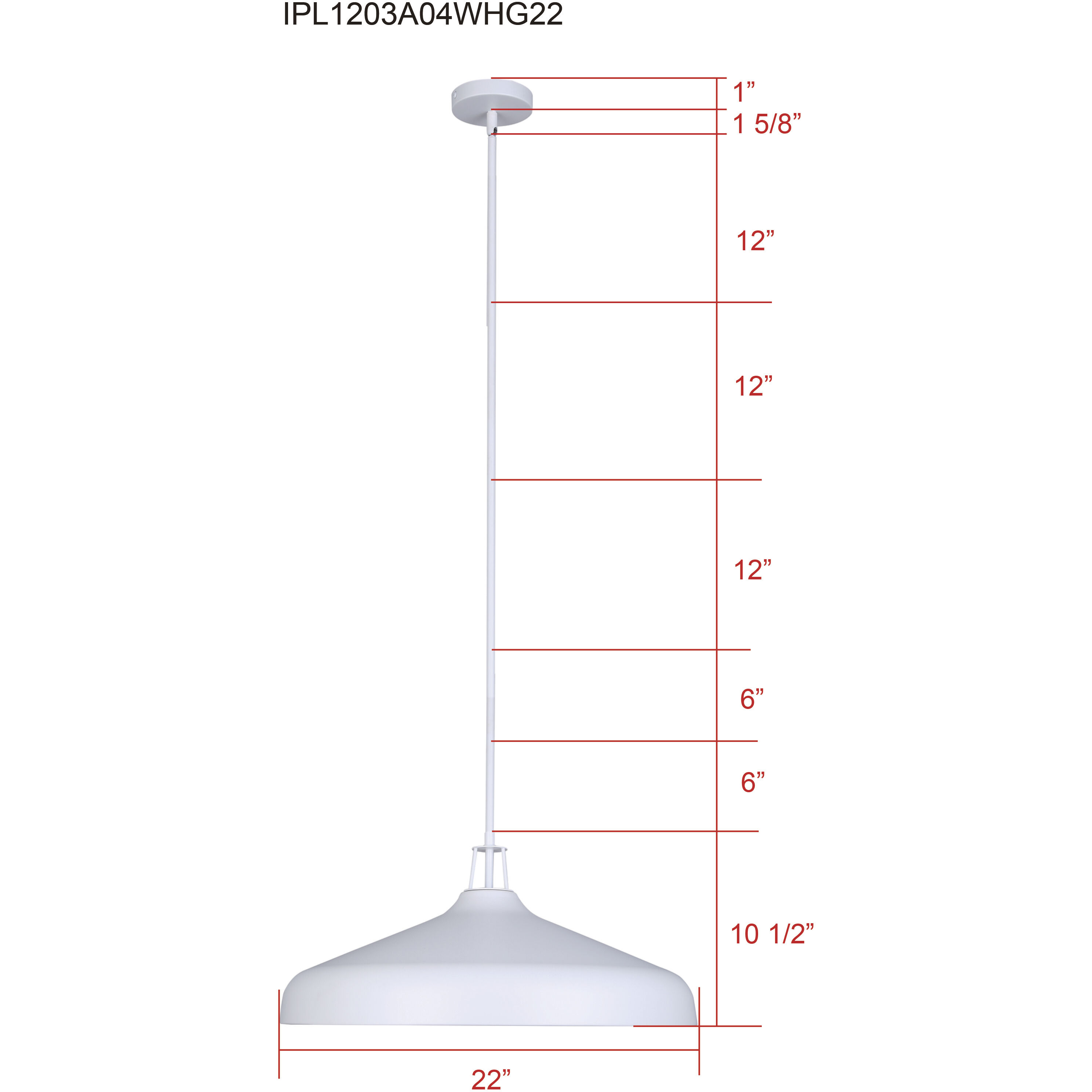 Holland 4 Light 22 inch Matte White and Gold Pendant Ceiling Light