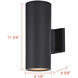 Rexton 2 Light 11.75 inch Black Outdoor Wall Lantern