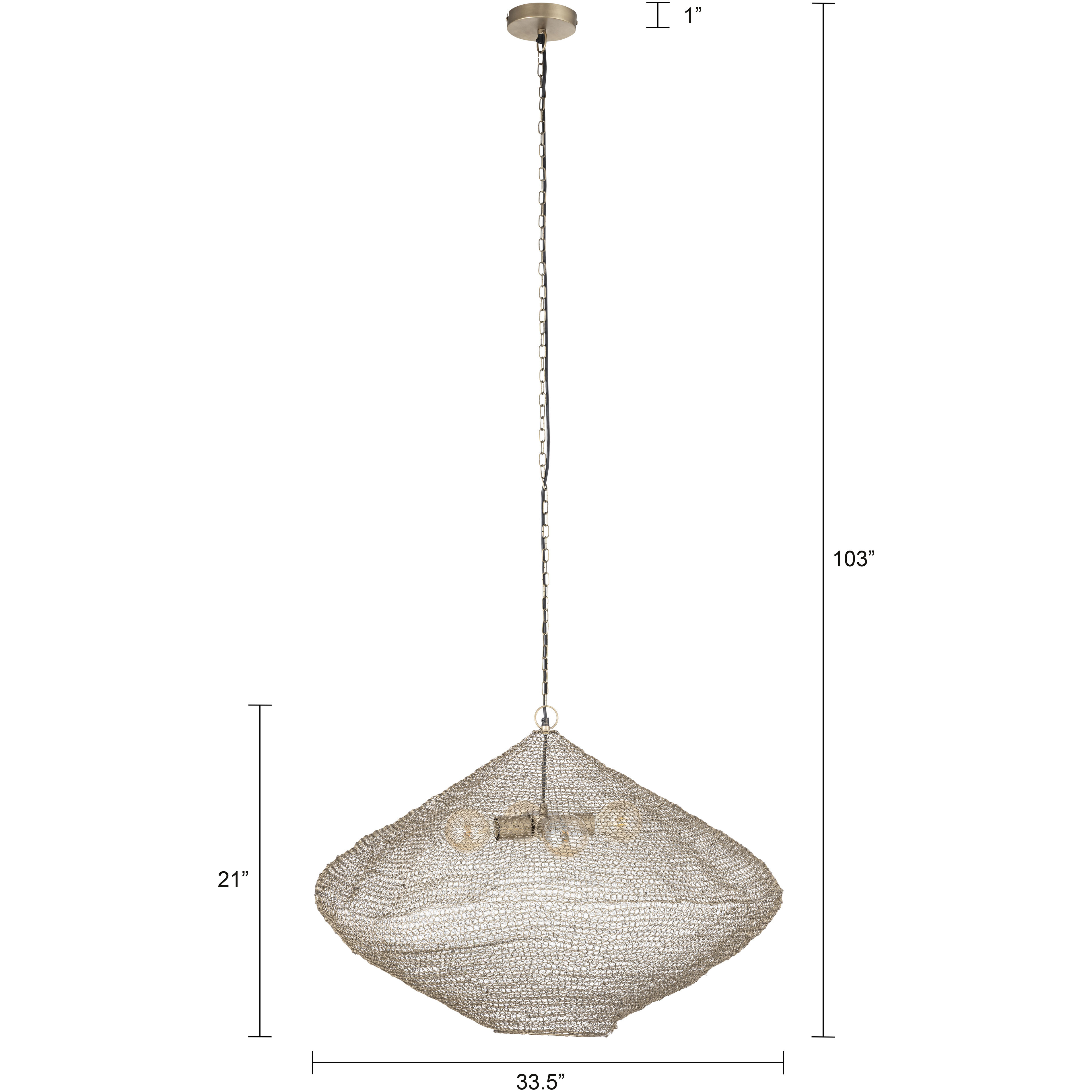 Warren 4 Light 33.5 inch Antique Brass Pendant Ceiling Light