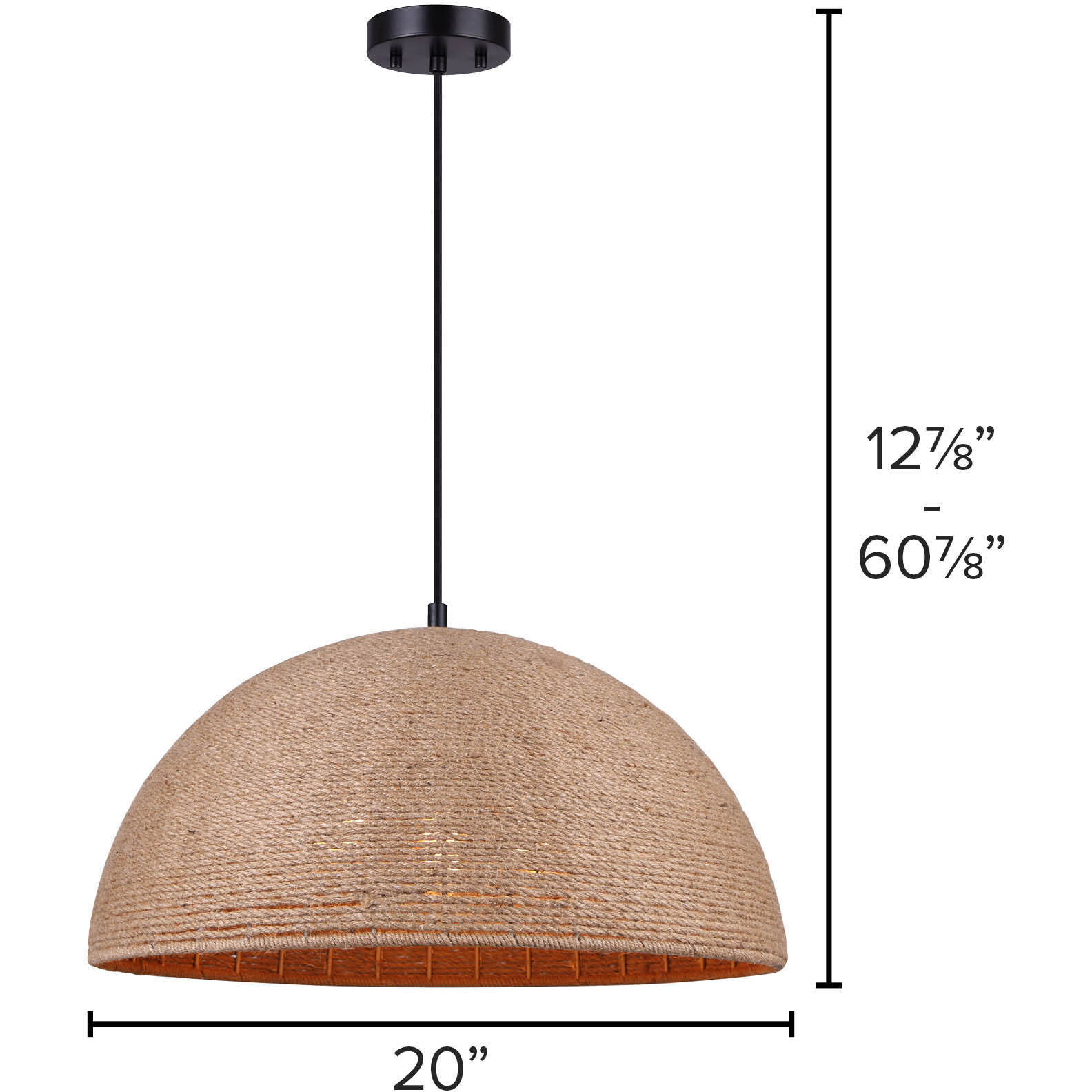 Aubrie 3 Light 20 inch Matte Black/Rope Color Pendant Ceiling Light