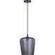 Leandro 1 Light 9 inch Matte Black Corded Pendant Ceiling Light in Smoked Ribbed Glass