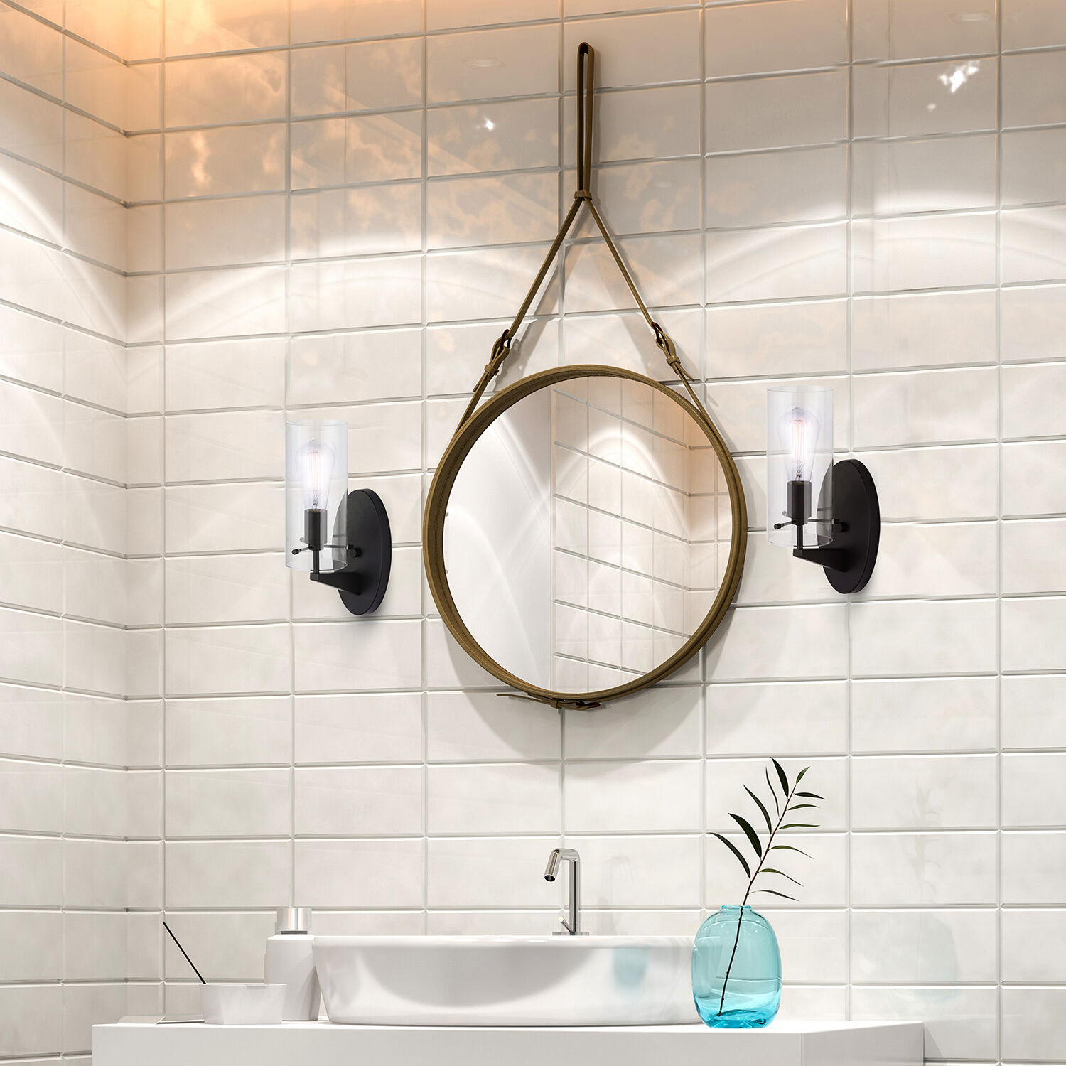 Madison 1 Light 7 inch Black Vanity Light Wall Light