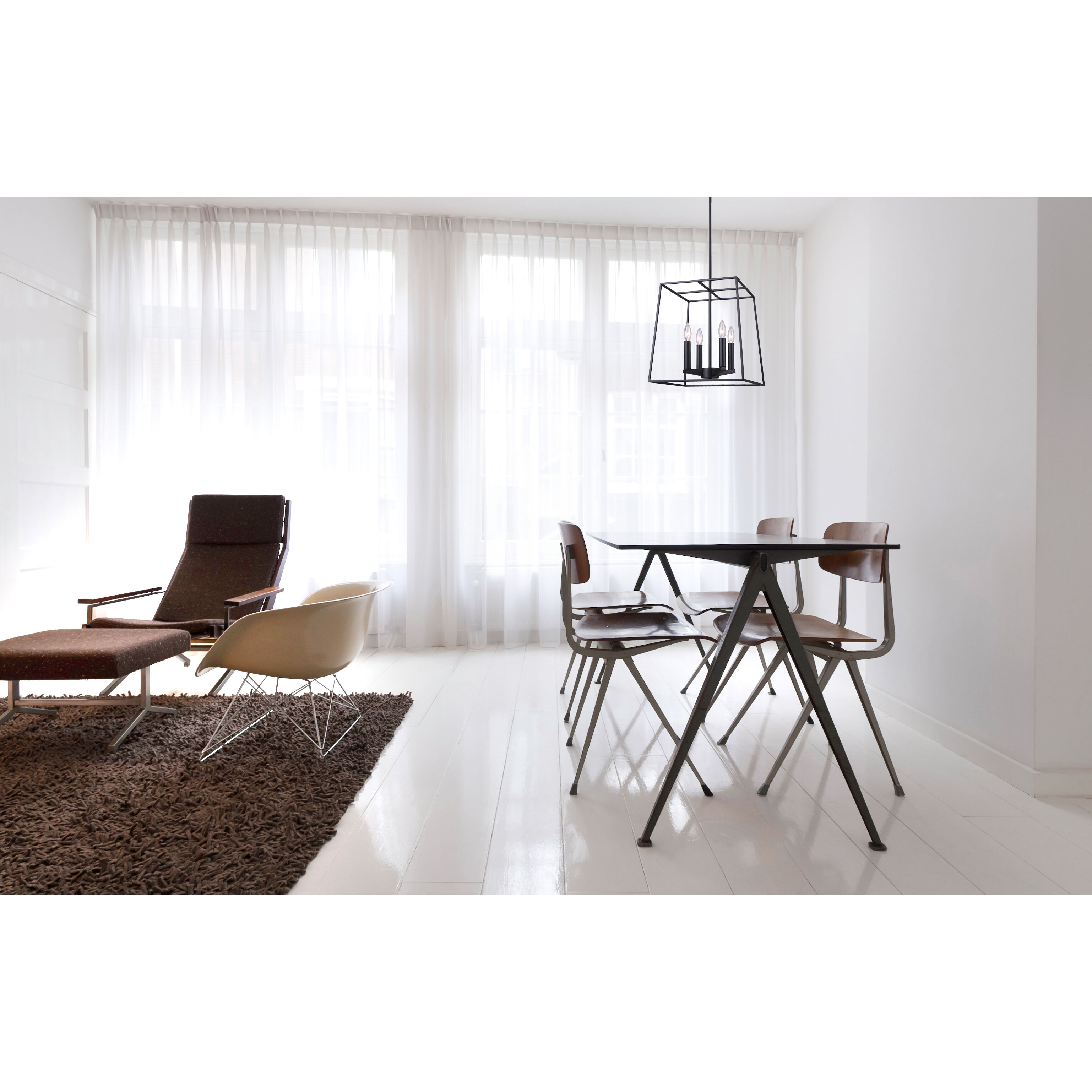 Madison 4 Light 14 inch Black Chandelier Ceiling Light