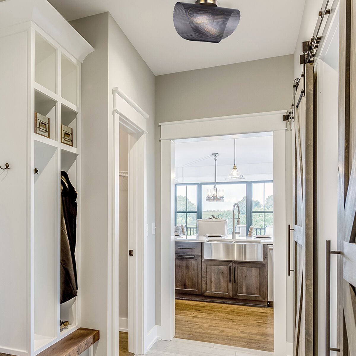 Huxlee 2 Light 15 inch Black/Gold Flush Mount Ceiling Light