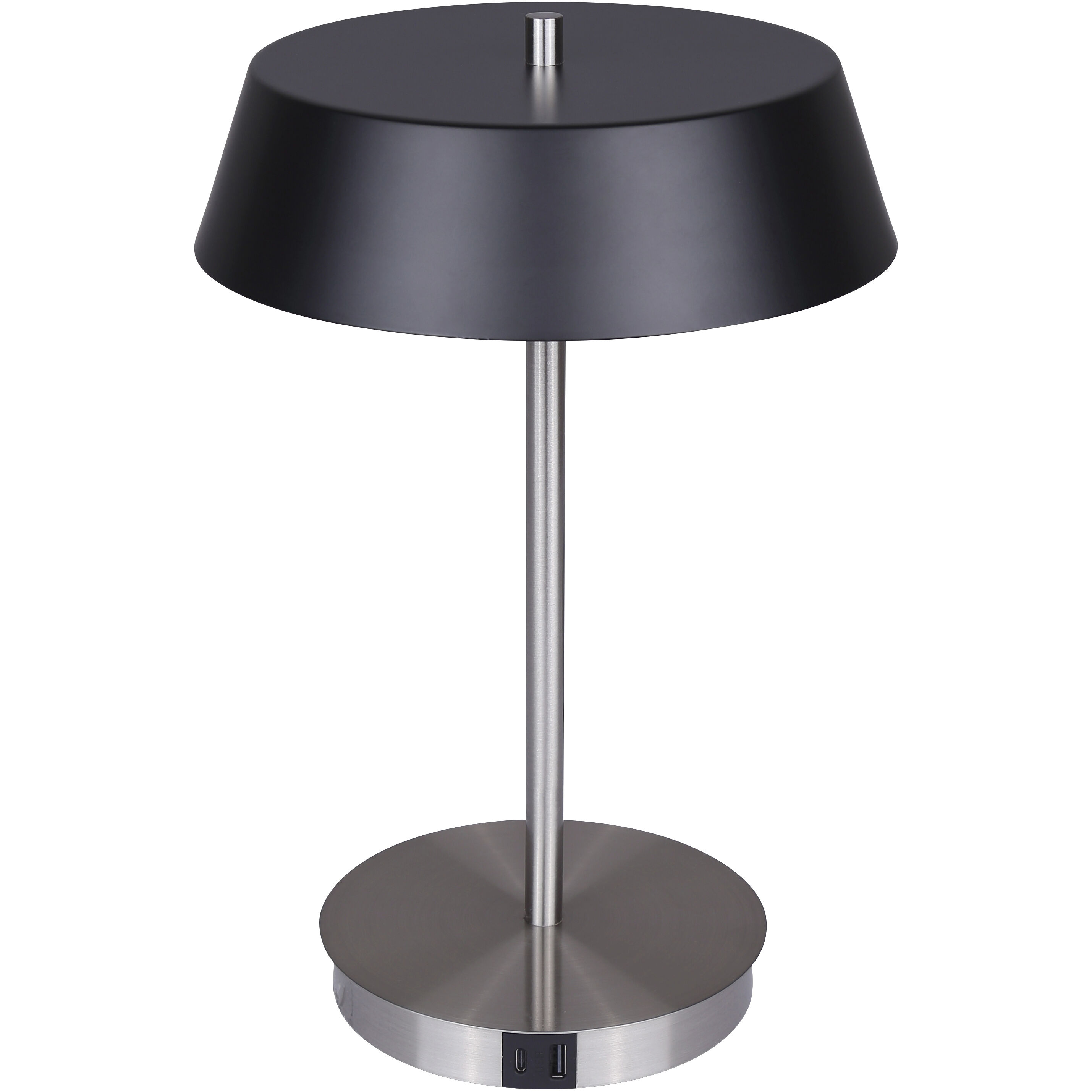 Jessa 14 inch 16.00 watt Brushed Nickel Table Lamp Portable Light in Matte Black Metal