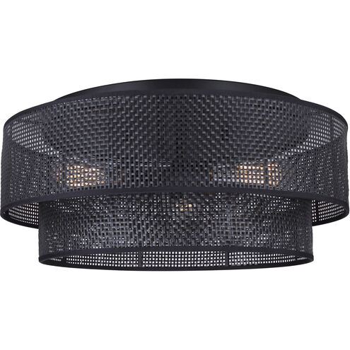 Bellamy 3 Light 19 inch Black Flush Mount Ceiling Light in Black Faux Rattan