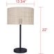 Bellamy 22 inch 100.00 watt Matte Black Table Lamp Portable Light in Natural Rattan
