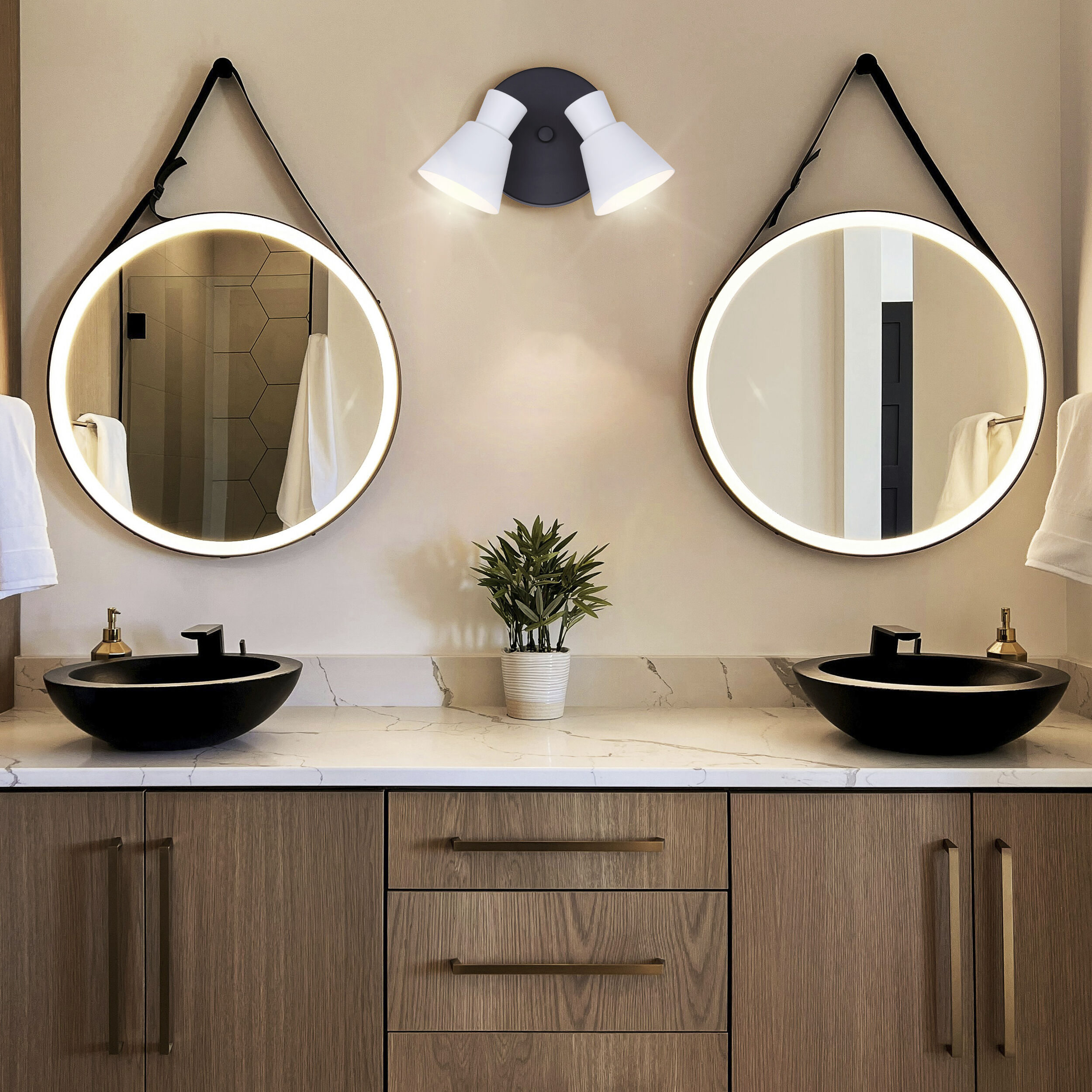 Radley 2 Light Black/White Track Lighting Ceiling Light