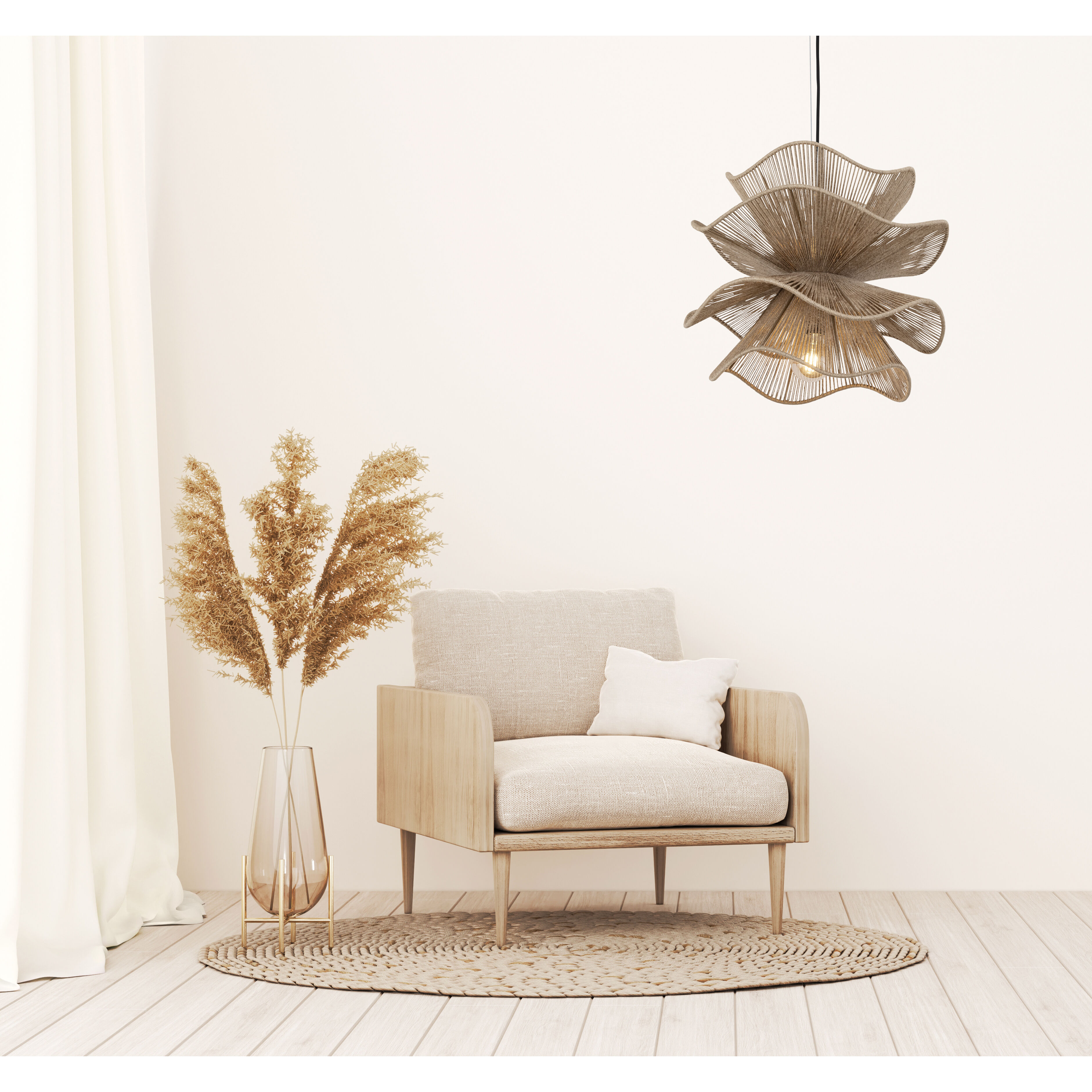 Sage 2 Light 19.5 inch Natural Pendant Ceiling Light