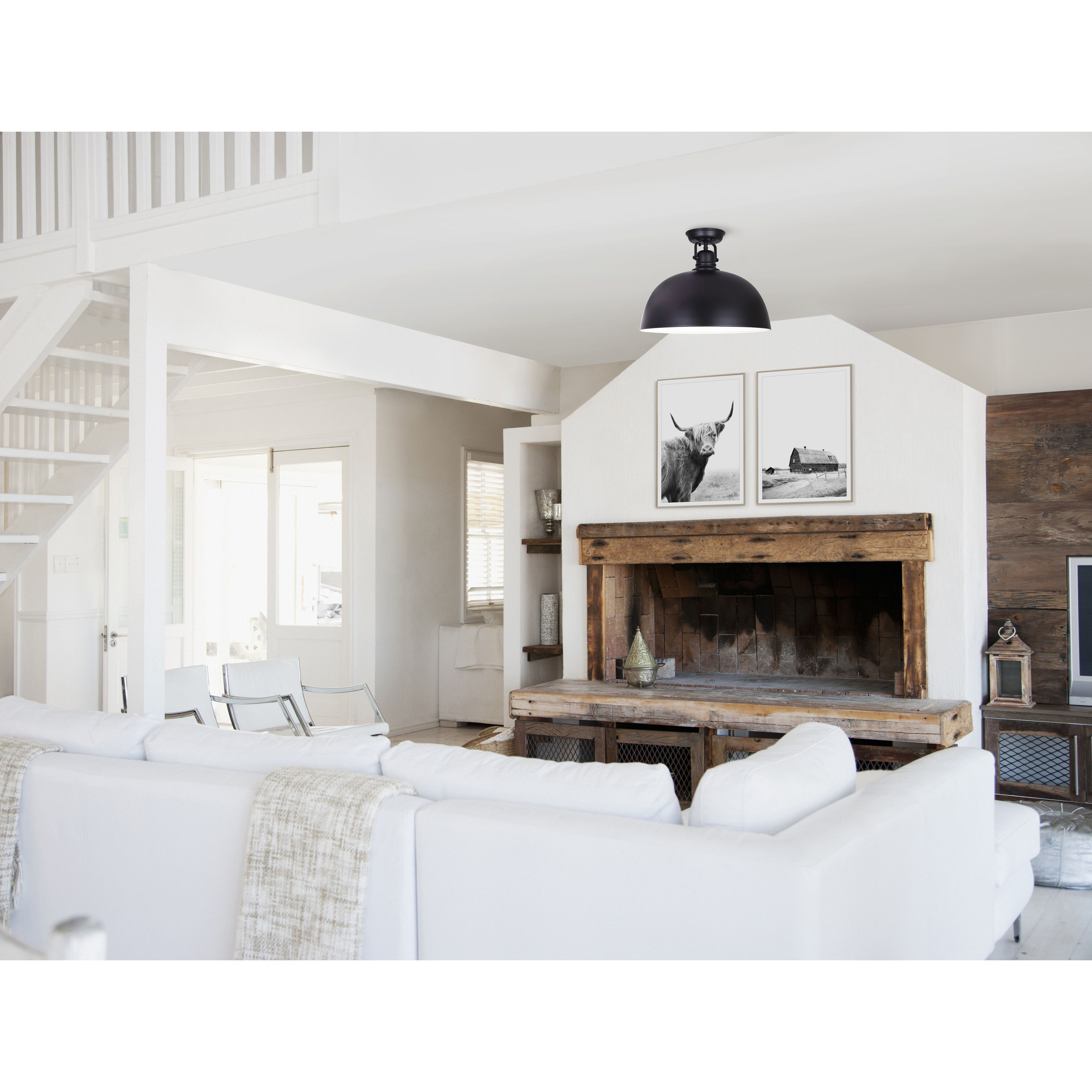 Polo 1 Light 16 inch Black Flush Mount Ceiling Light