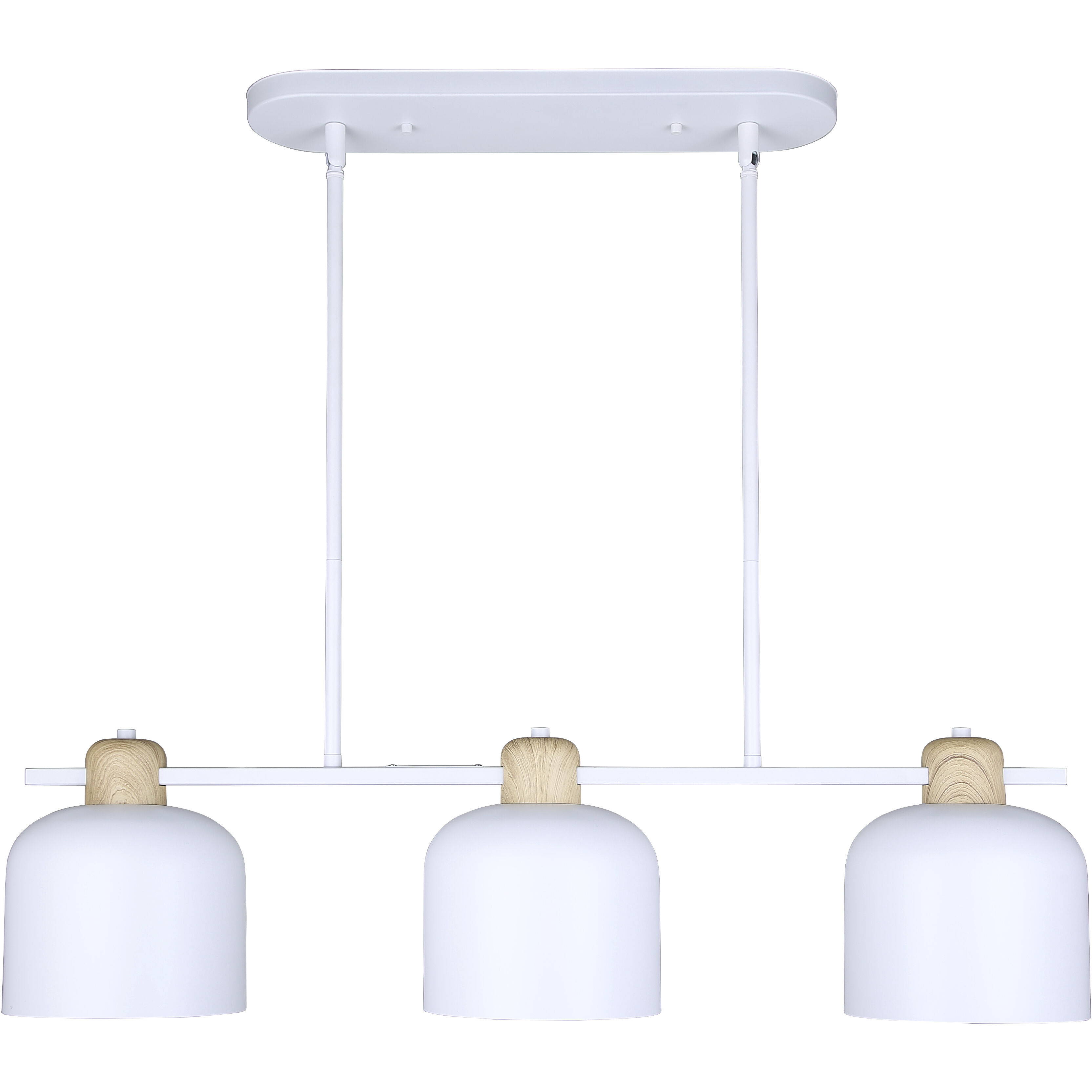 Caleb 3 Light 7 inch Matte White & Wood Pendant Ceiling Light