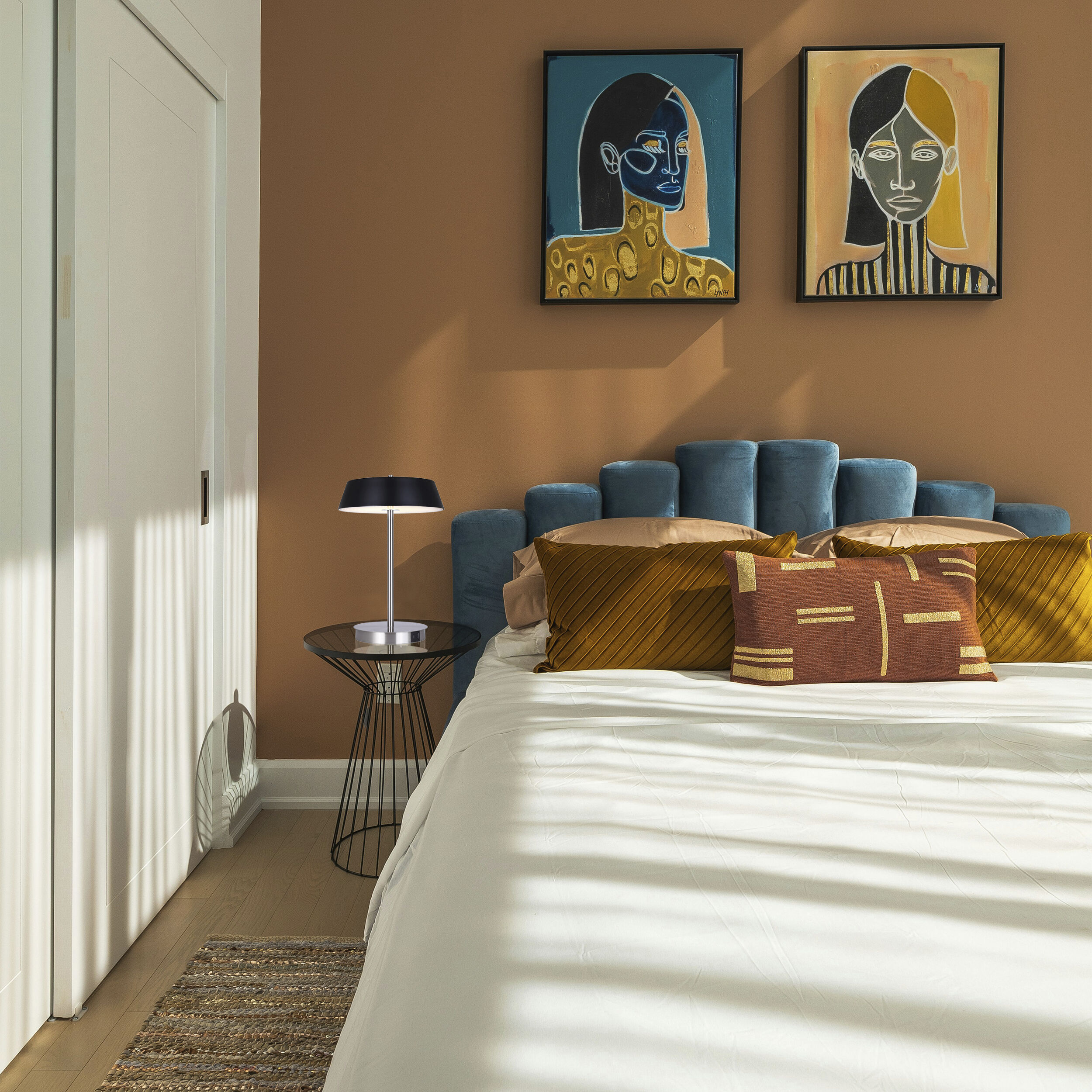 Jessa 14 inch 16.00 watt Brushed Nickel Table Lamp Portable Light in Matte Black Metal