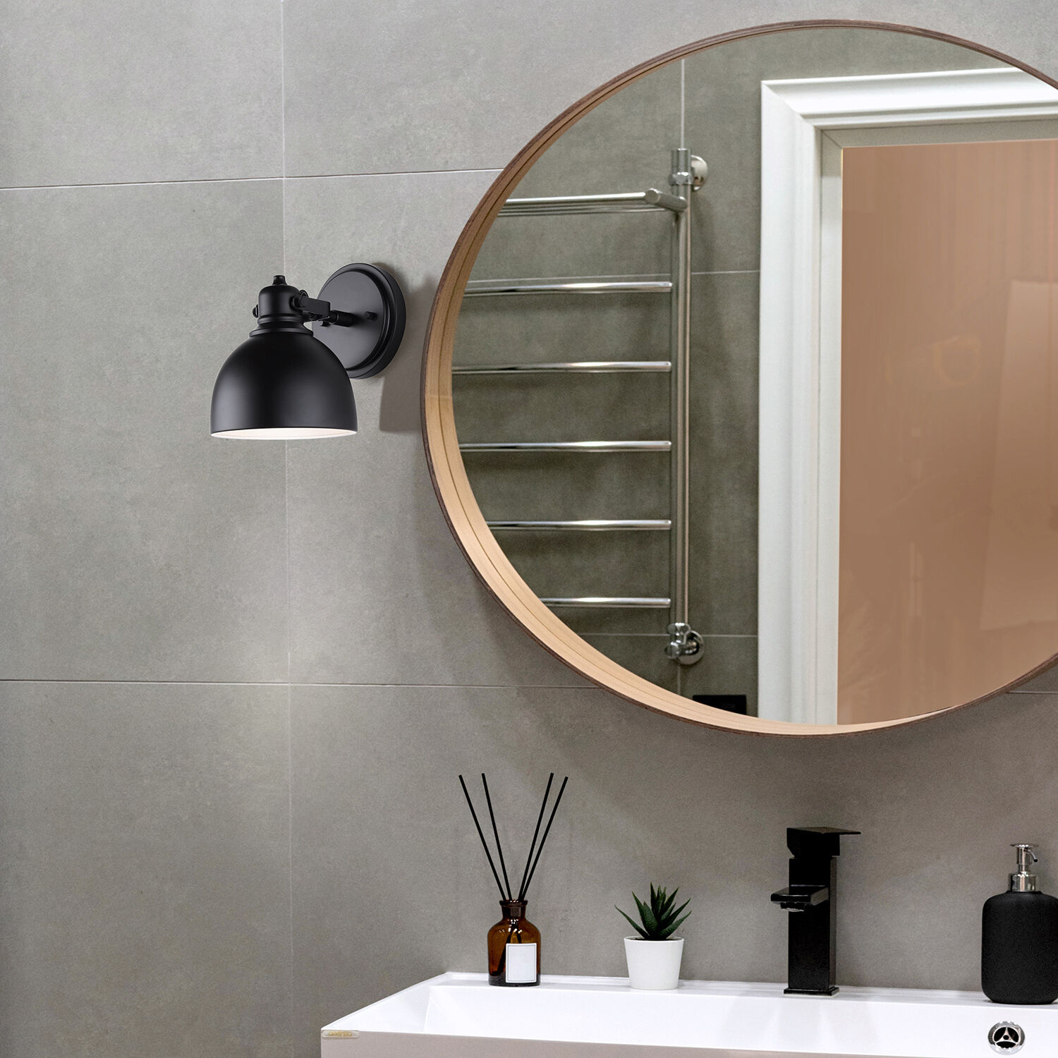 Polo 1 Light 8 inch Black Vanity Light Wall Light