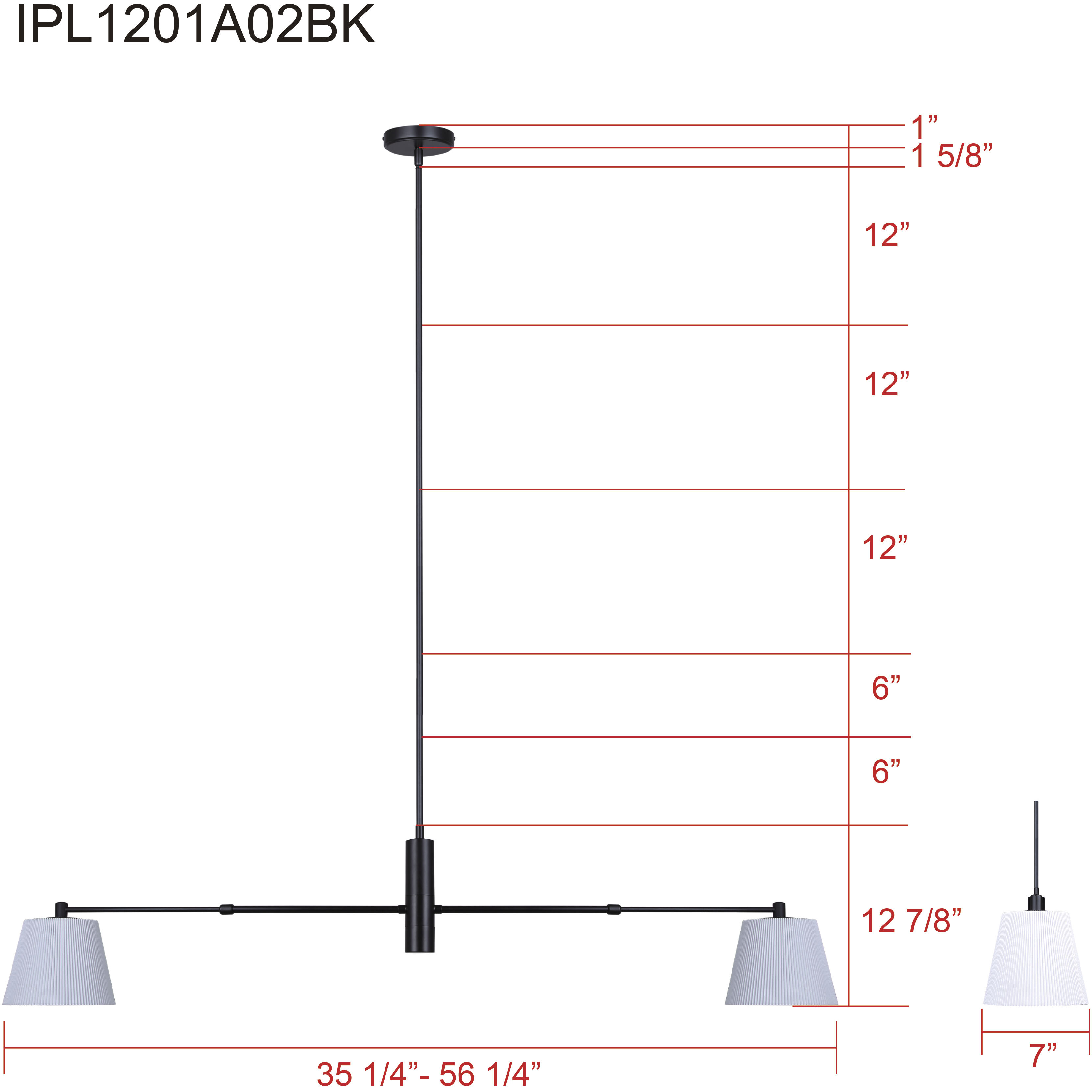 Aspen 2 Light 15.5 inch Black Pendant Ceiling Light