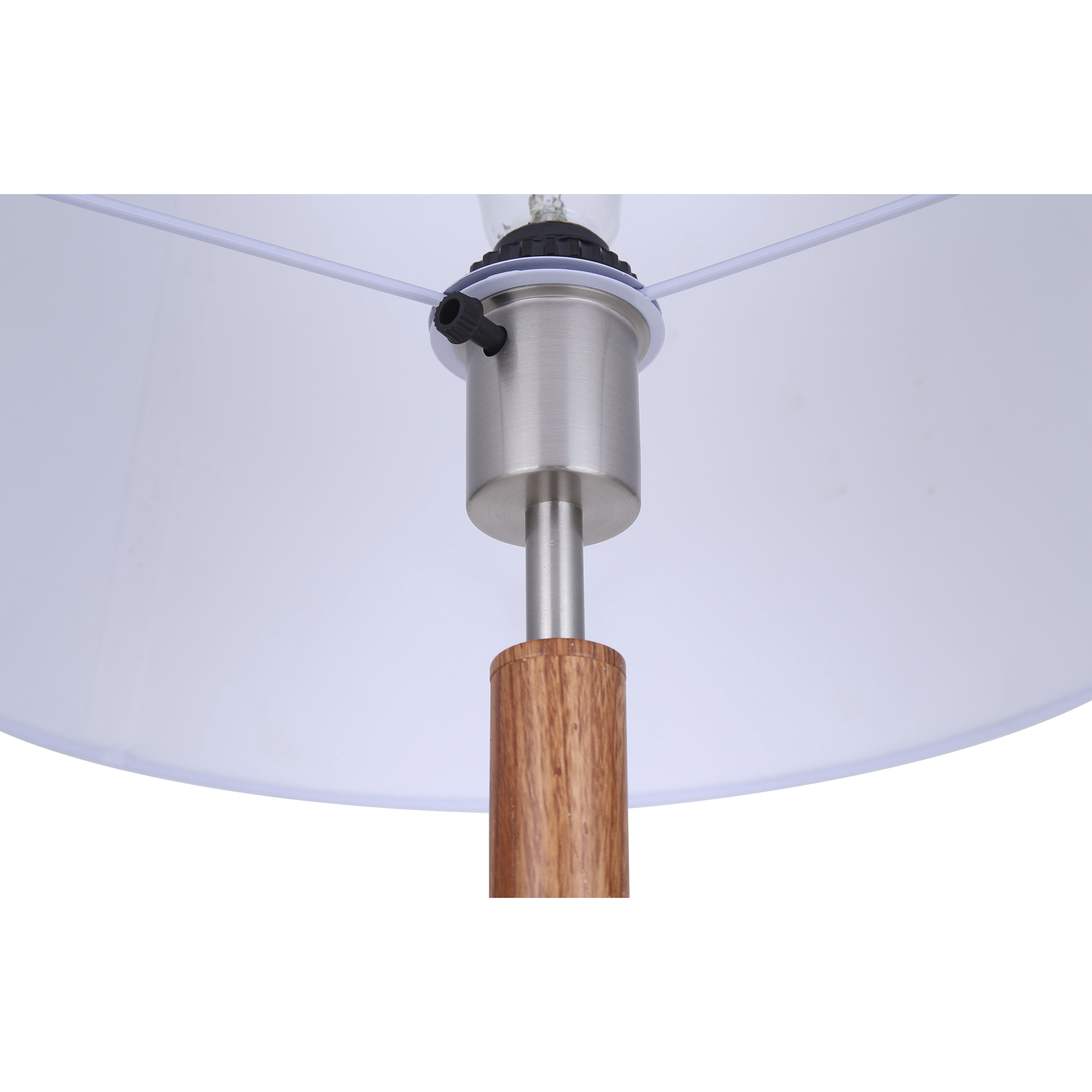 Maly 25.5 inch 100.00 watt Brushed Nickel and Faux Wood Table Lamp Portable Light