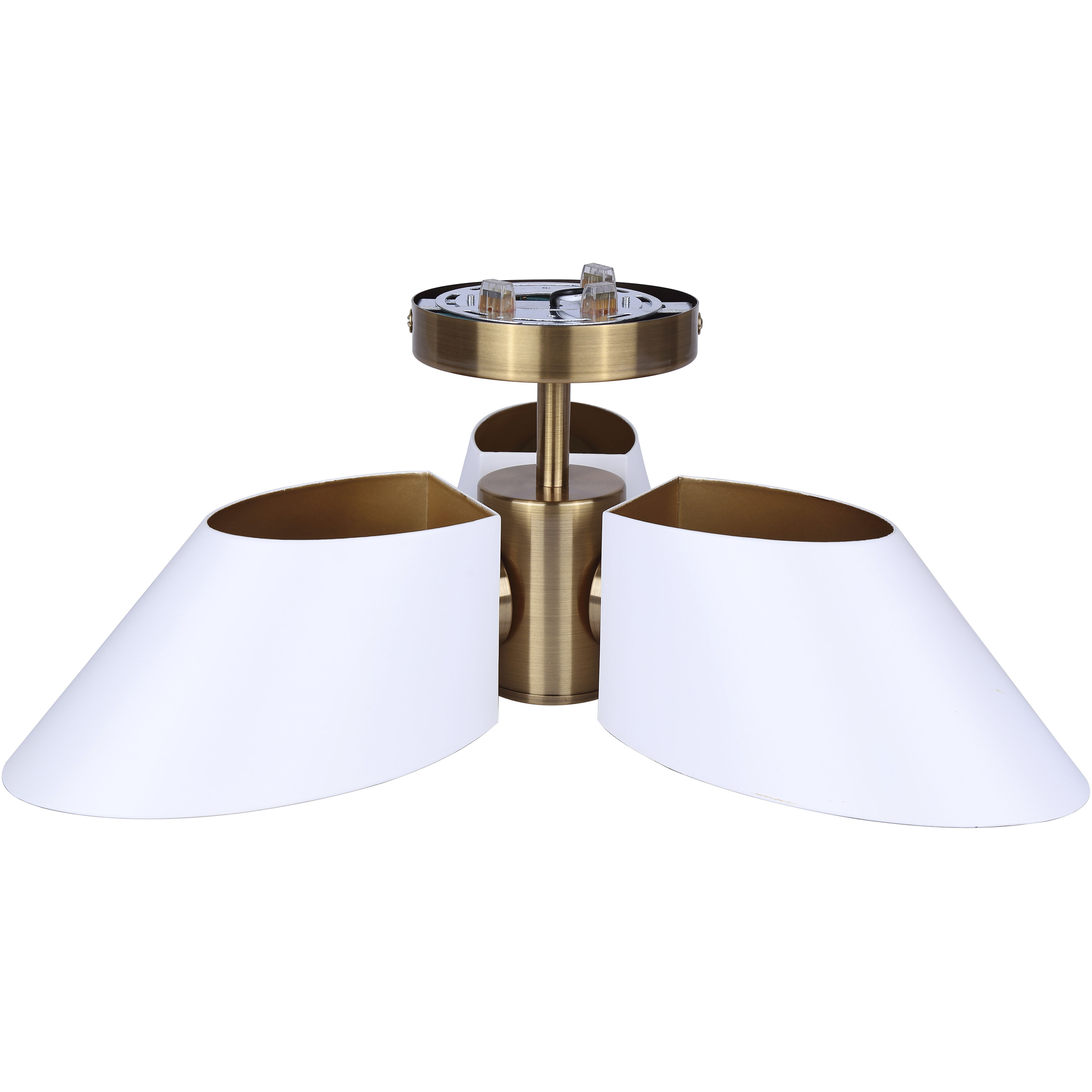Daxton 3 Light 20 inch Matte White and Gold Semi-Flush Mount Ceiling Light