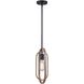 Dilan 1 Light 7 inch Black and Brushed Brown Pendant Lighting Ceiling Light